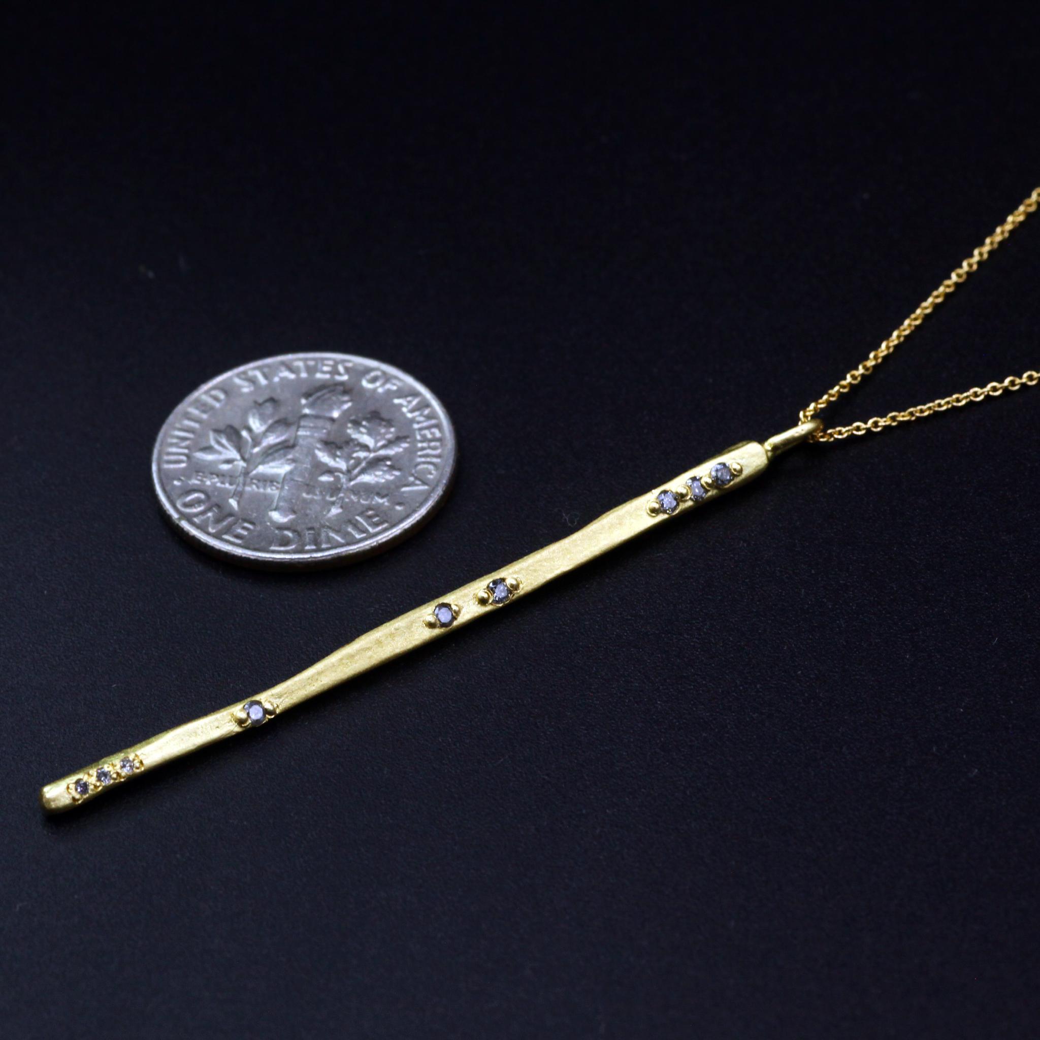 Aili Jewelry | "Sophie" Grey Diamond + 14K Gold Pendent Necklace | Firecracker