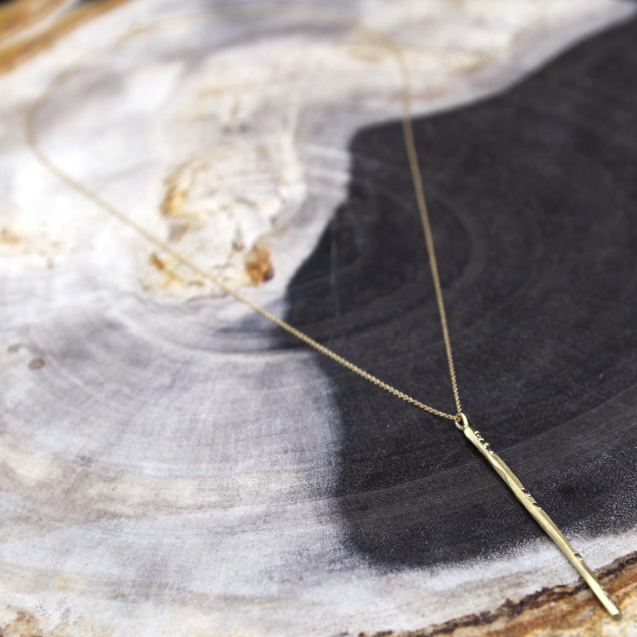 Aili Jewelry | "Sophie" Grey Diamond + 14K Gold Pendent Necklace | Firecracker