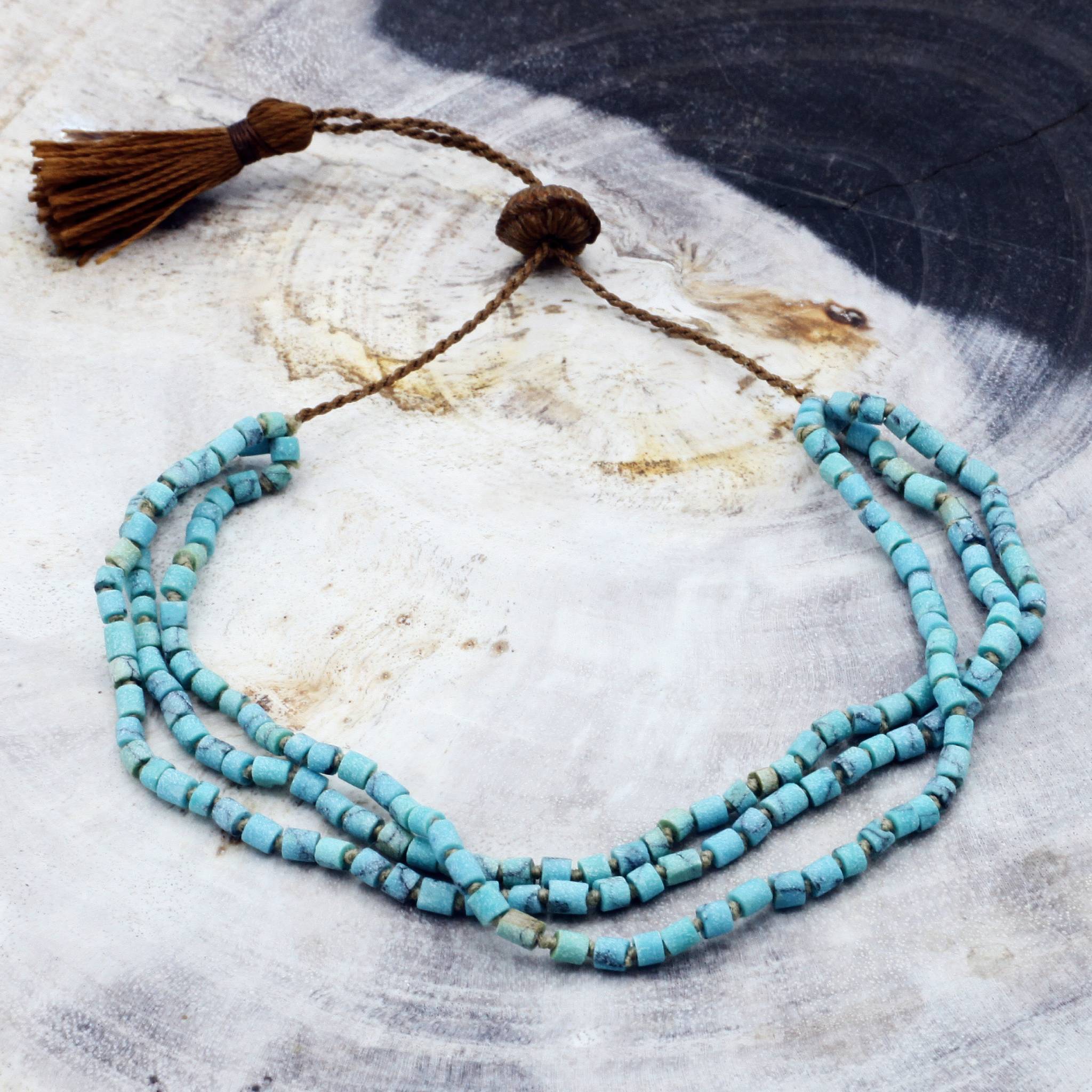 Lena Skadegard Jewels | Afghani Turquoise Heishi Bead Tassel Bracelet | Firecracker