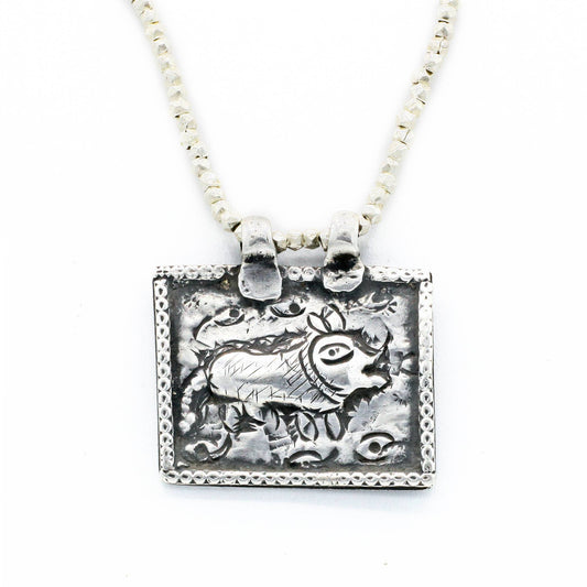 Lena Skadegard Jewelry | Antique Silver + Pearl Button Pendant Necklace | Firecracker