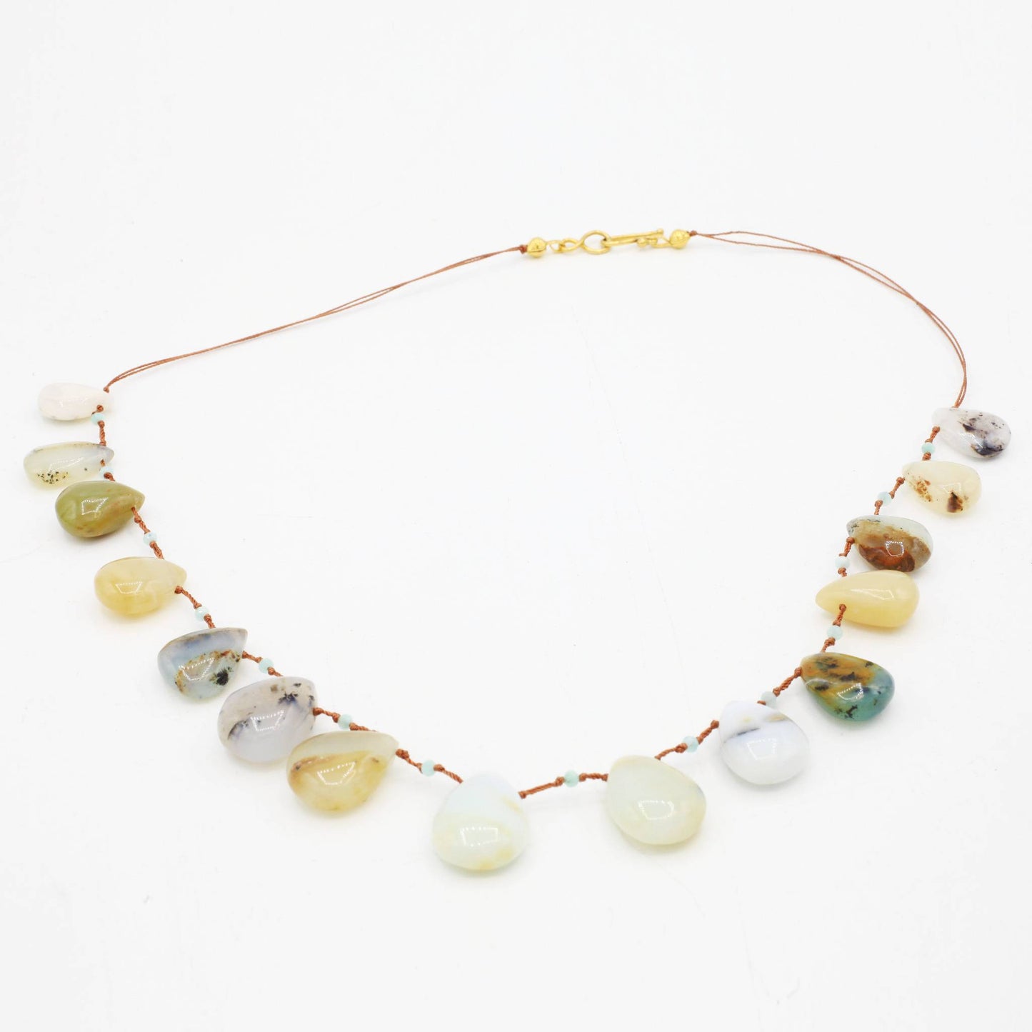Lena Skadegard Jewels | Floating Peruvian Opal + 9k Gold Gemstone Necklace | Firecracker