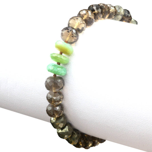 Lena Skadegard Jewels | Smokey Topaz, Pyrite + Chrysoprase Gemstone Tassel Bracelet | Firecracker