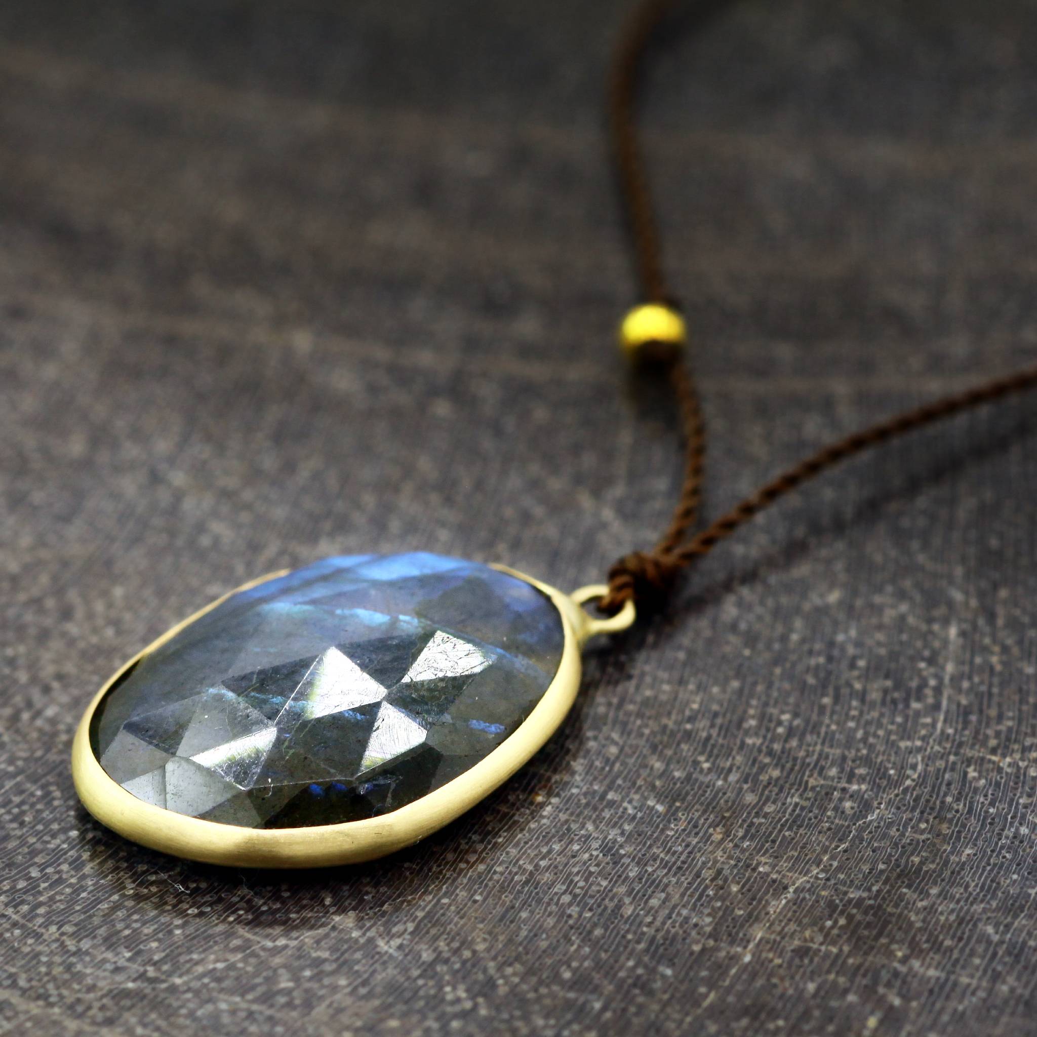 Magaret Solow Jewelry | Labradorite + 14k Gold Drop Necklace | Firecracker