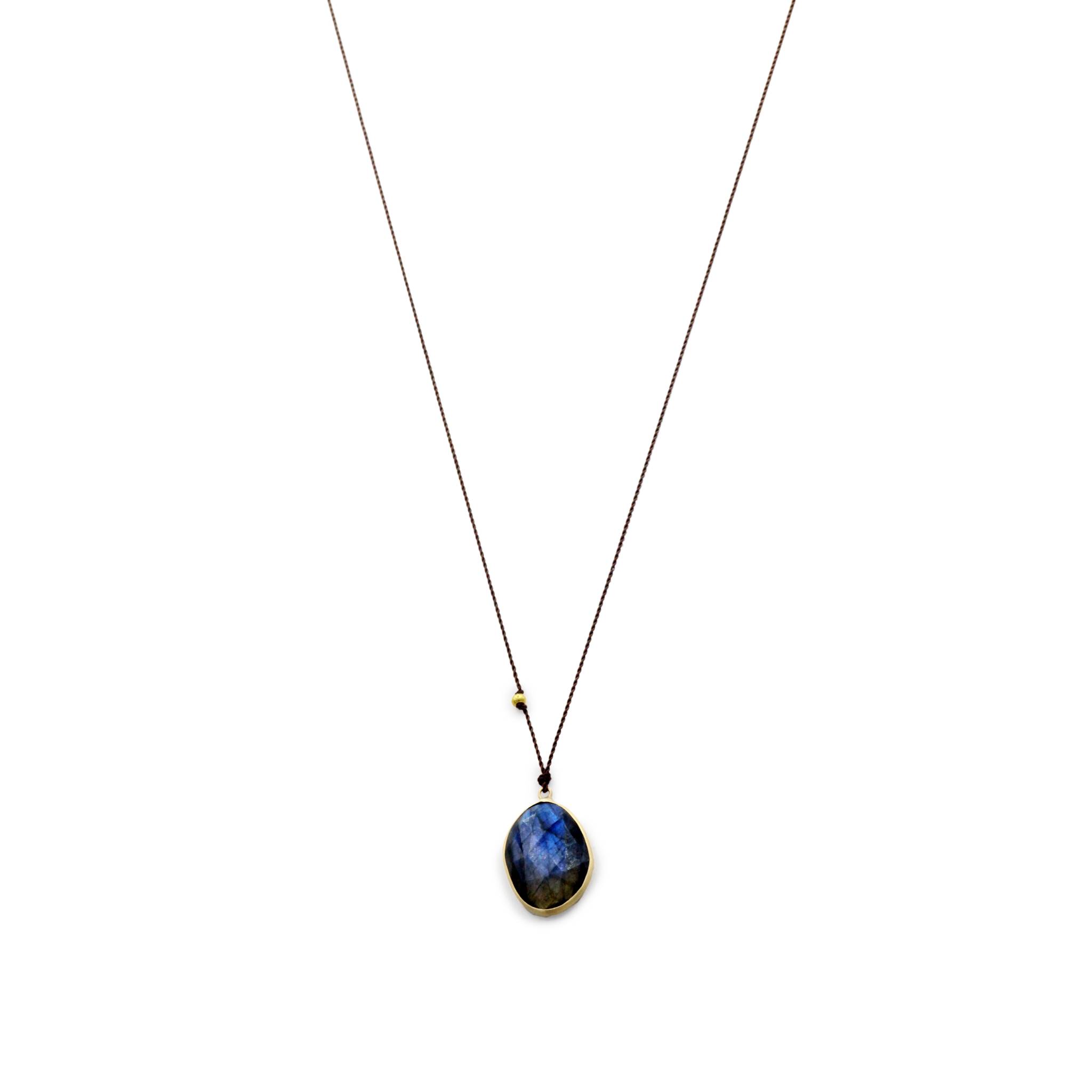 Magaret Solow Jewelry | Labradorite + 14k Gold Drop Necklace | Firecracker