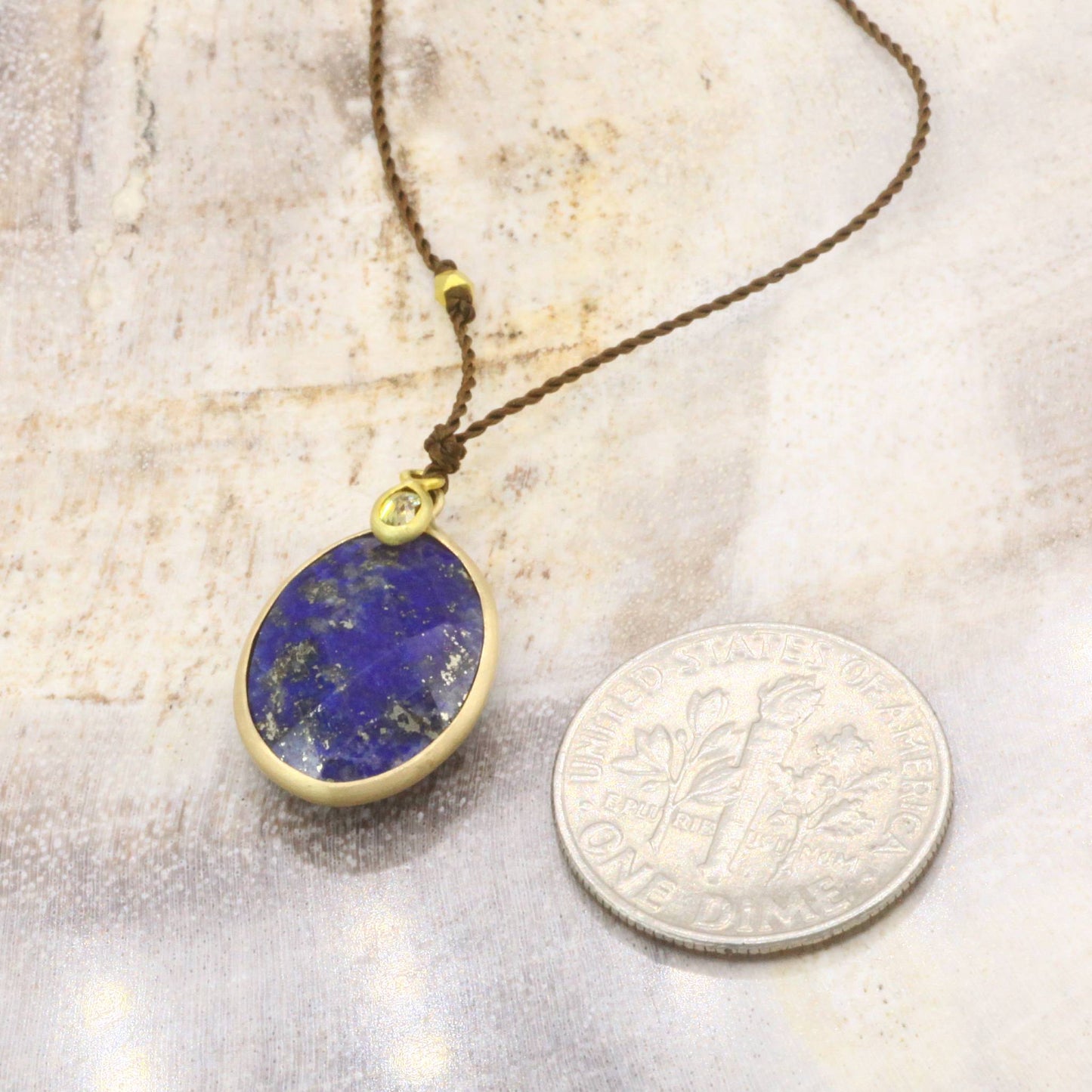 Margaret Solow Jewelry | Lapis 14k + Diamond 18k Gold Drop Necklace | Firecracker