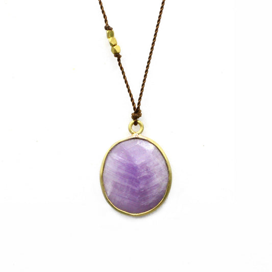 Margaret Solow Jewelry | Lavender Amethyst + Brass Drop Necklace | Firecracker