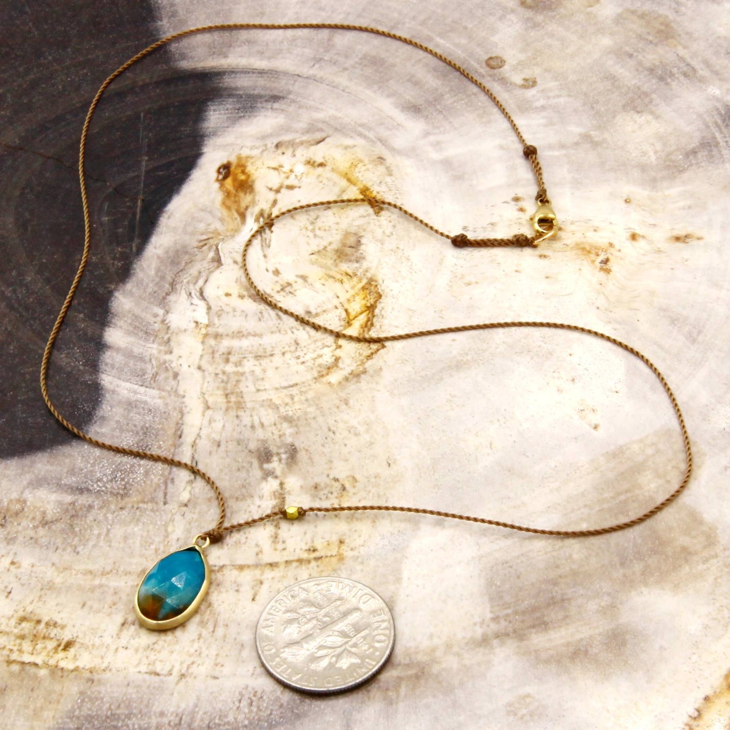 Margaret Solow Jewelry | Peruvian Opal + 14k Gold Drop Necklace | Firecracker