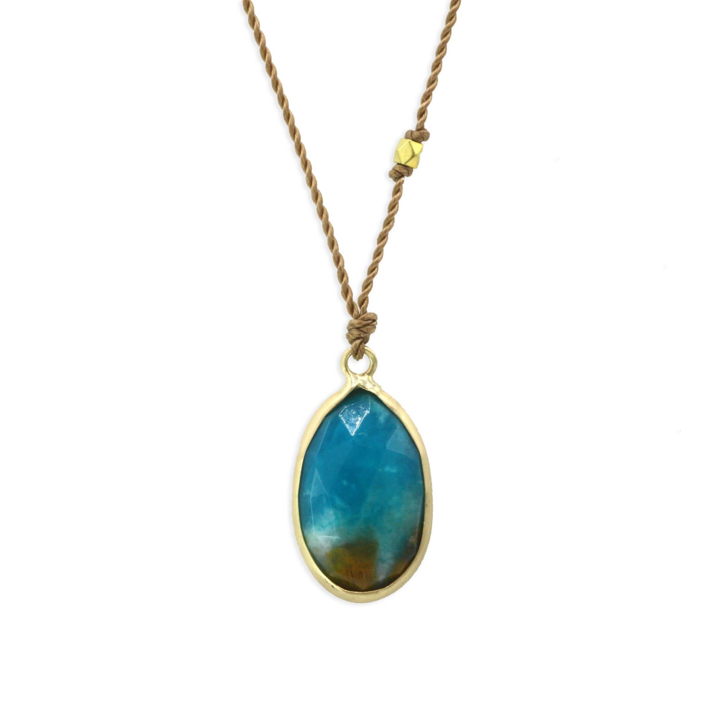 Margaret Solow Jewelry | Peruvian Opal + 14k Gold Drop Necklace | Firecracker