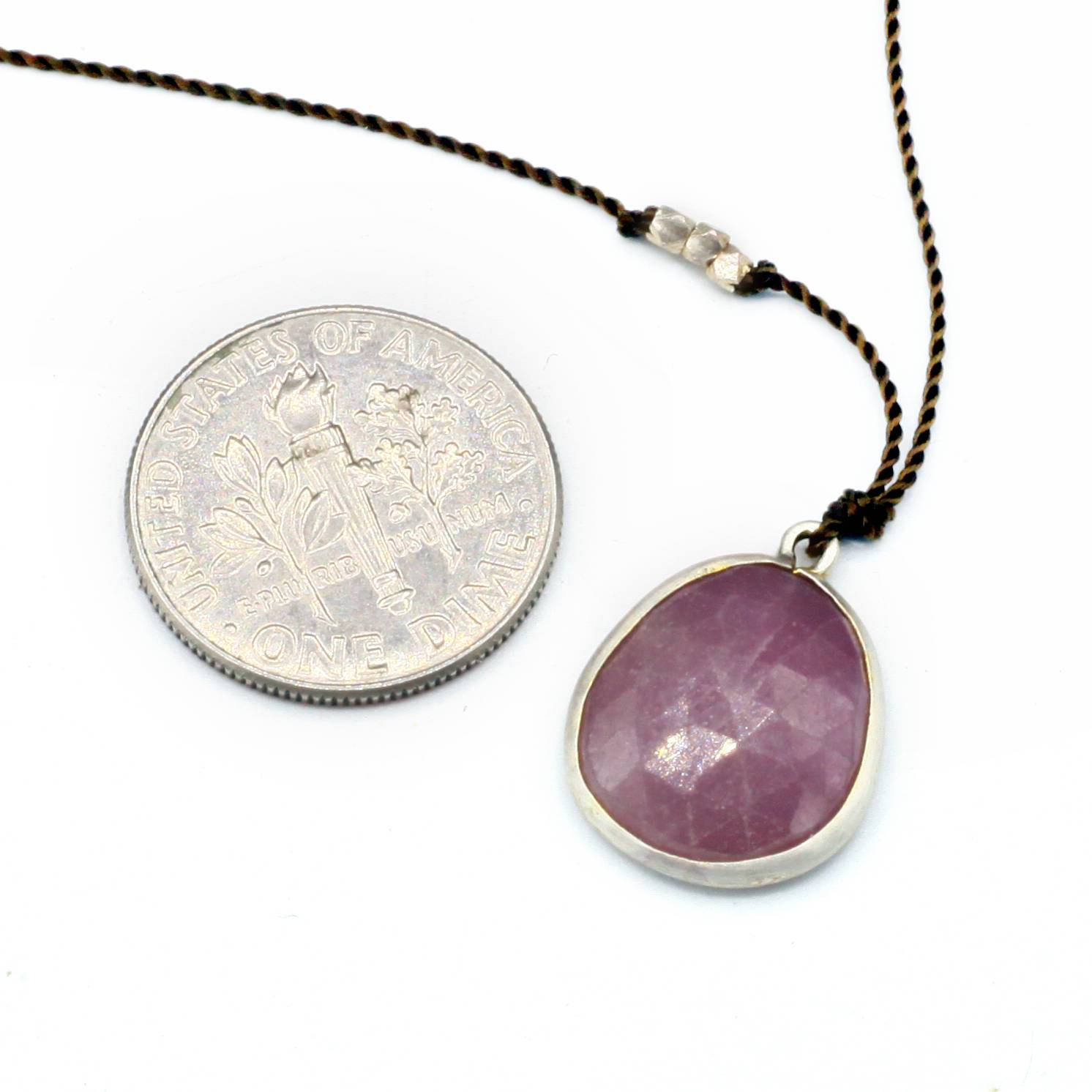 Margaret Solow Jewelry | Pink Sapphire + Sterling Silver Necklace | Firecracker