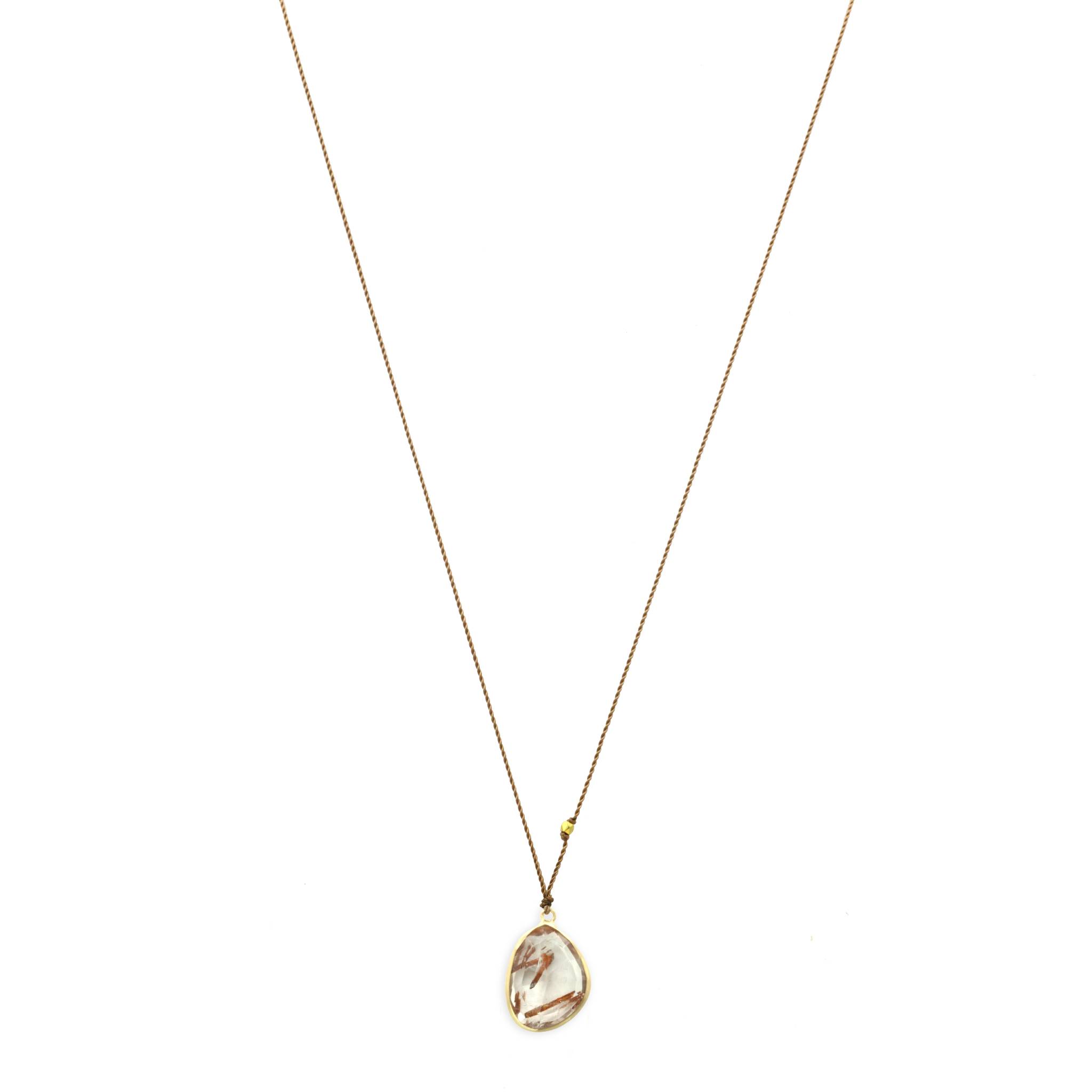 Margaret Solow Jewelry | Rutilated Quartz + 14k Gold Drop Necklace | Firecracker