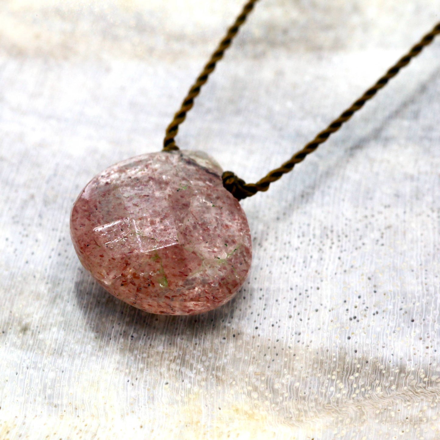 Margaret Solow Jewelry | Strawberry Quartz "Zen Gem" Necklace | Firecracker