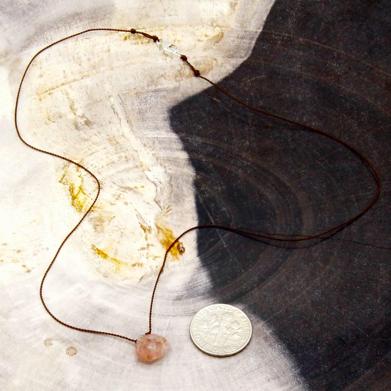 Margaret Solow Jewelry | Strawberry Quartz "Zen Gem" Necklace | Firecracker