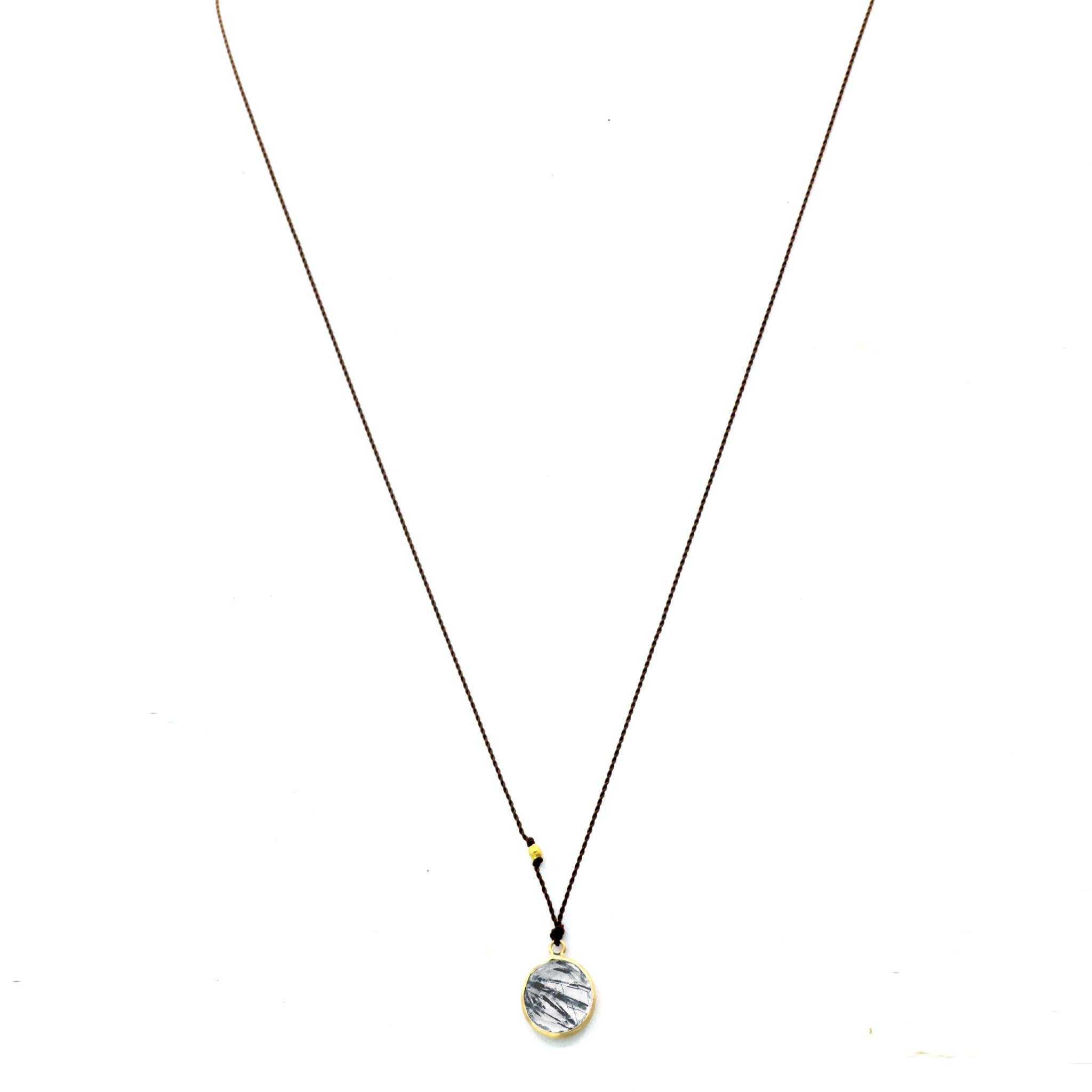 Margaret Solow Jewelry | Tourmalated Quartz + 14k Gold Drop Necklace | Firecracker