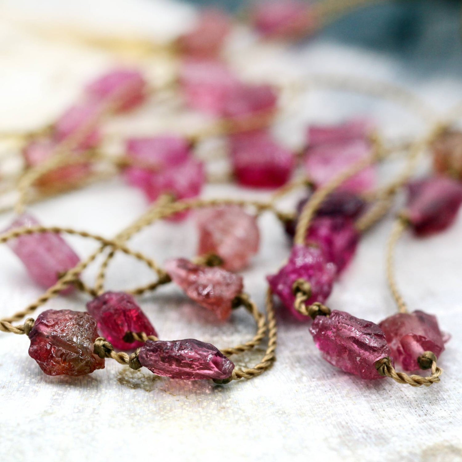 Margaret Solow Jewelry | Tourmaline Gemstone Strand Necklace | Firecracker