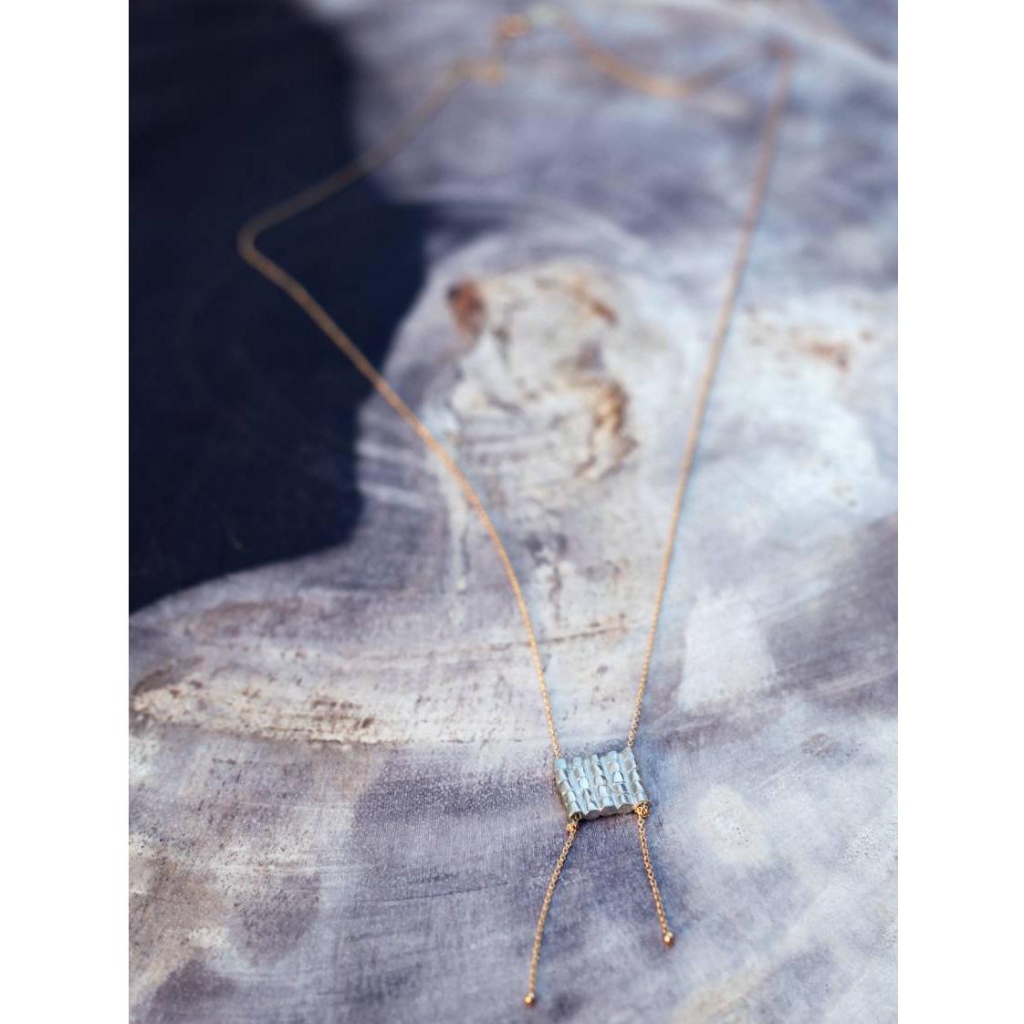 Aili Jewelry | Pebble + 14K Gold Pendant Necklace | Firecracker