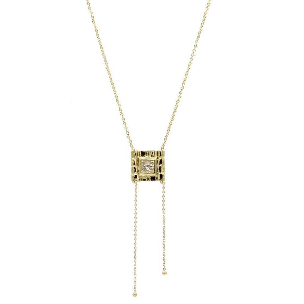 Aili Jewelry | Pebble Diamond + 14K Gold Pendant Necklace | Firecracker