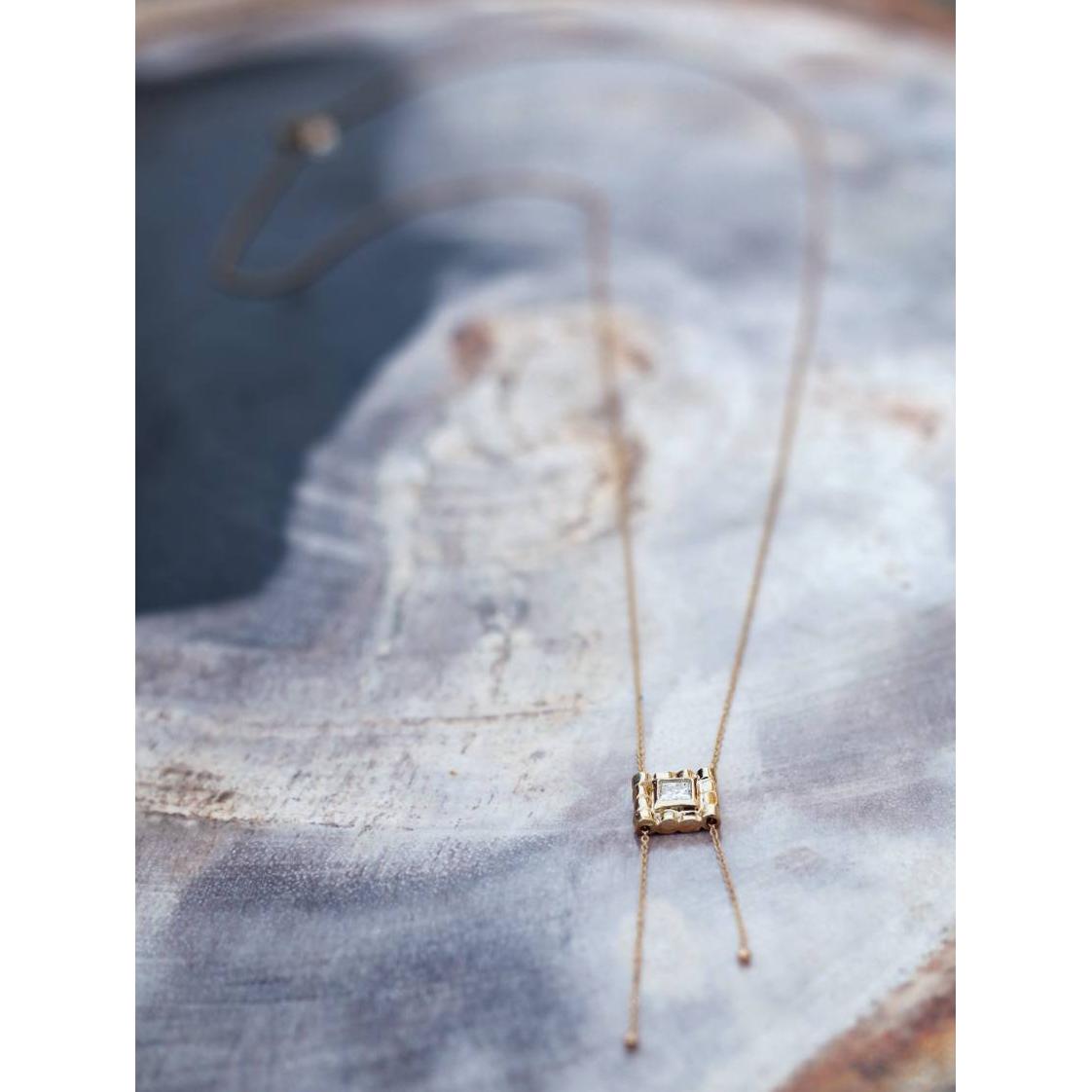 Aili Jewelry | Pebble Diamond + 14K Gold Pendant Necklace | Firecracker