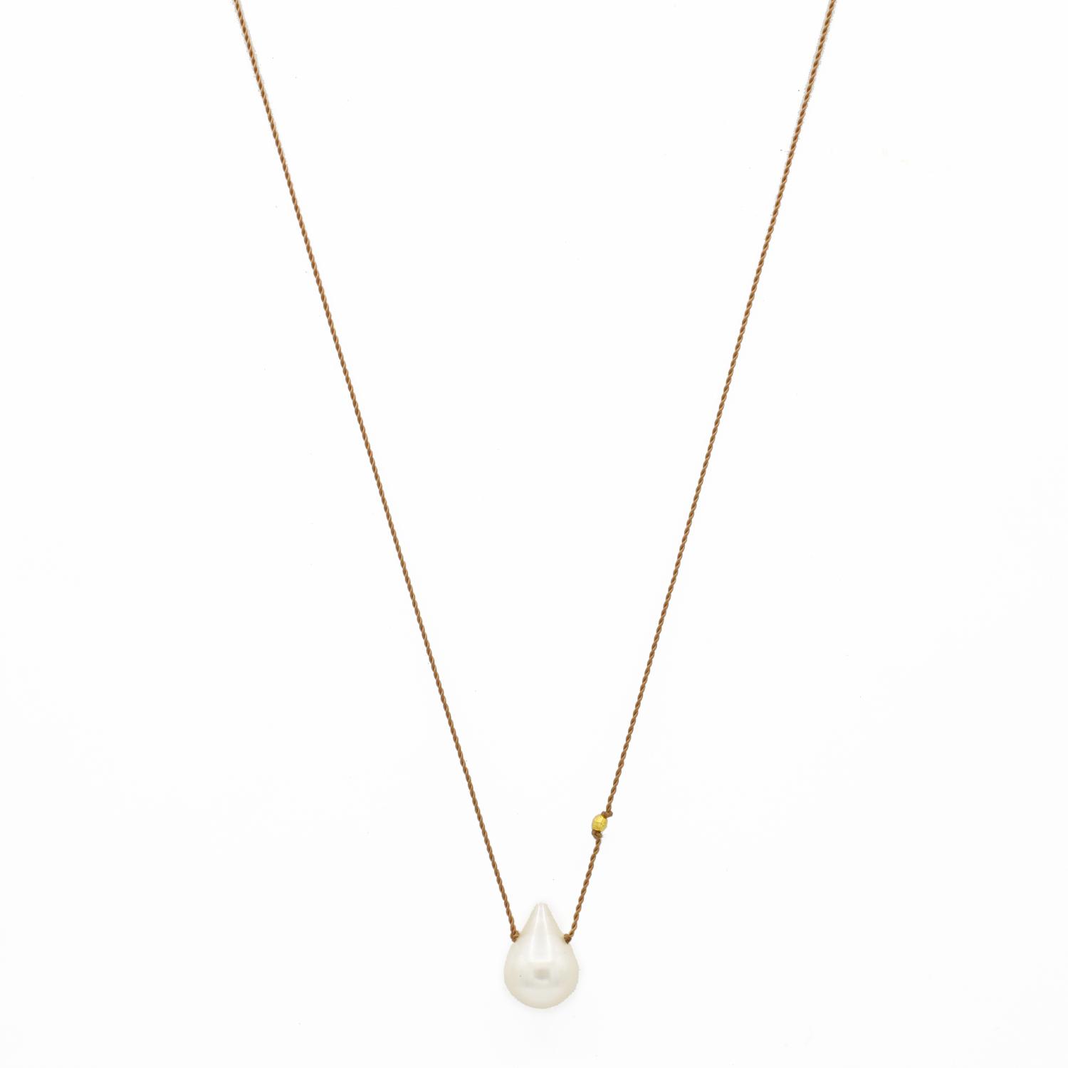 Margaret Solow Jewelry | Freshwater Baroque Pearl + 18k Gold Bead Drop Necklace | Firecracker