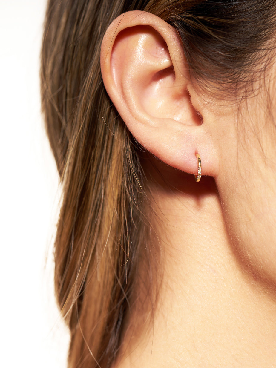 Odette New York | Diamond + 14k Gold Crescent Hoop | Firecracker