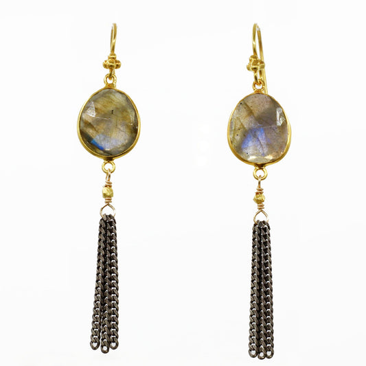 Robindira Unsworth Jewelry | Labradorite + Oxidized Sterling Silver Earrings | Firecracker