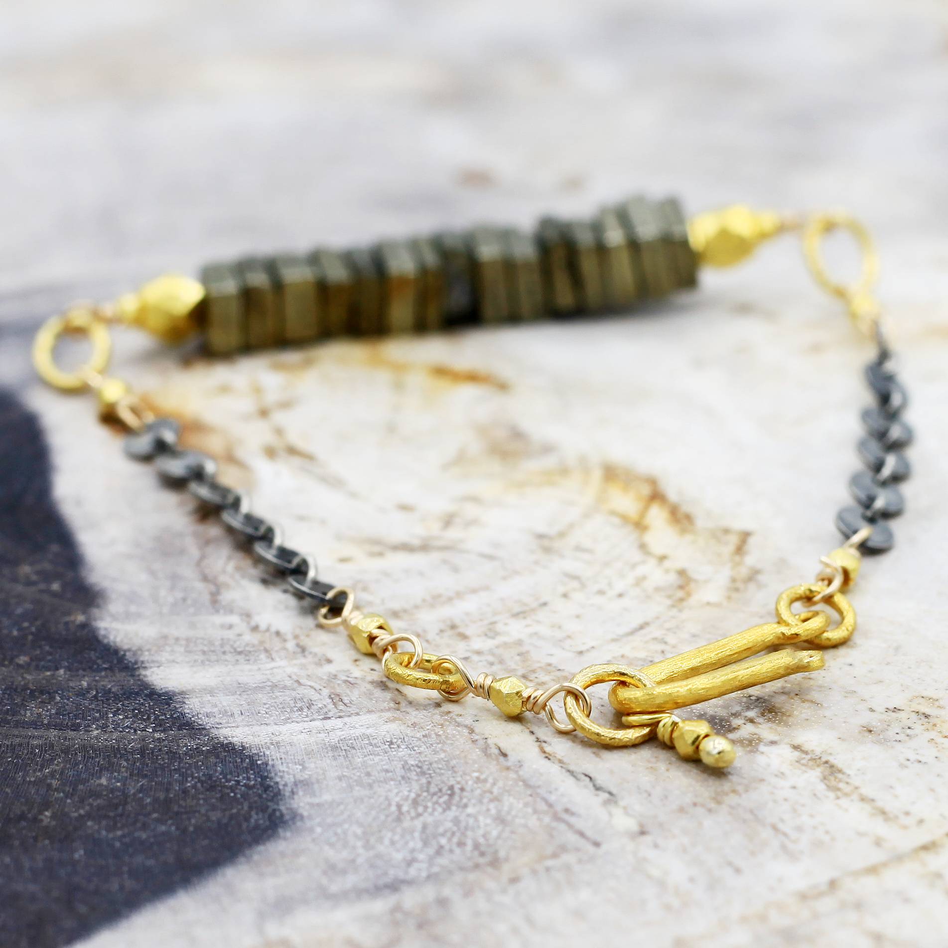 Robindira Unsworth Jewelry | Pyrite + Mixed Metal Bracelet | Firecracker