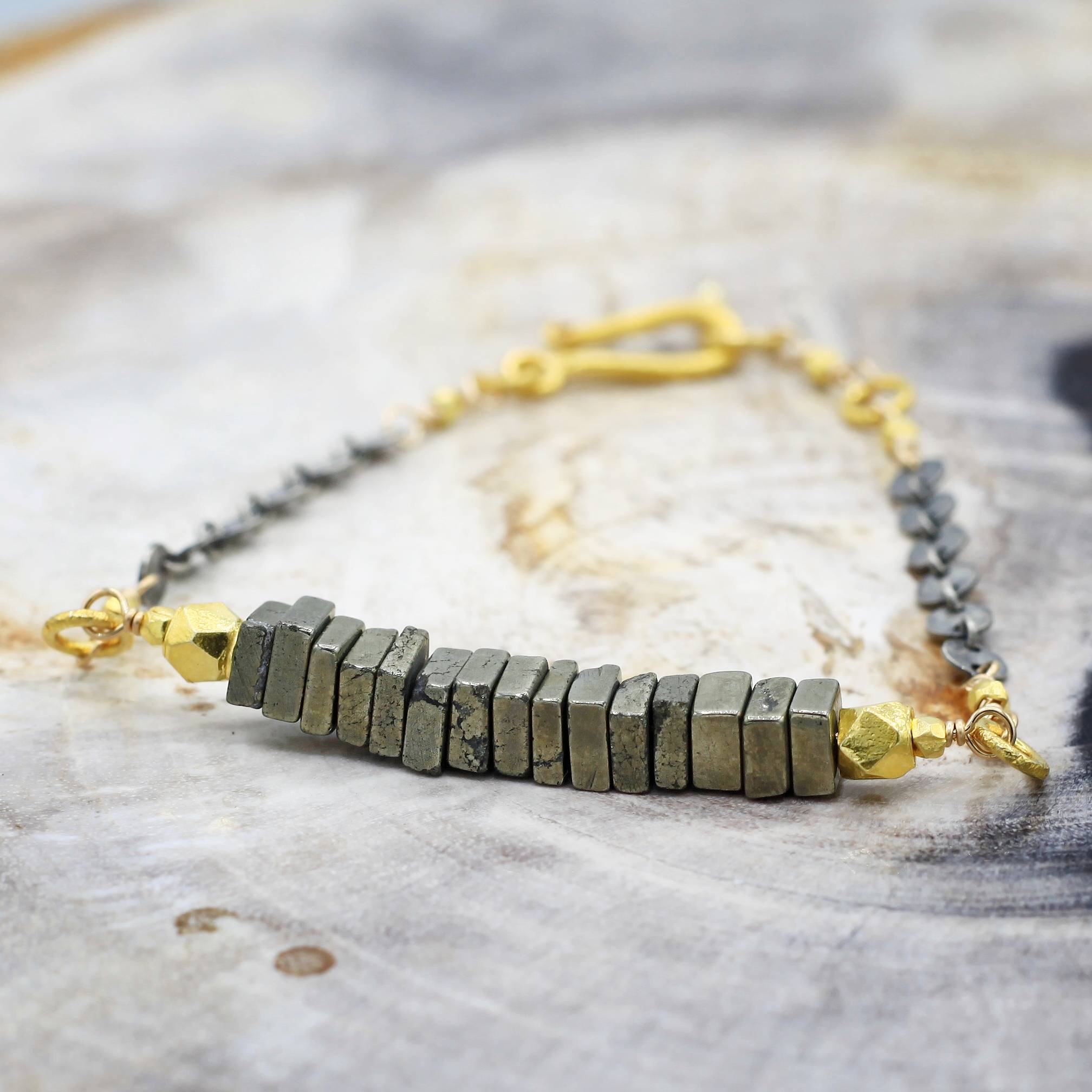 Robindira Unsworth Jewelry | Pyrite + Mixed Metal Bracelet | Firecracker