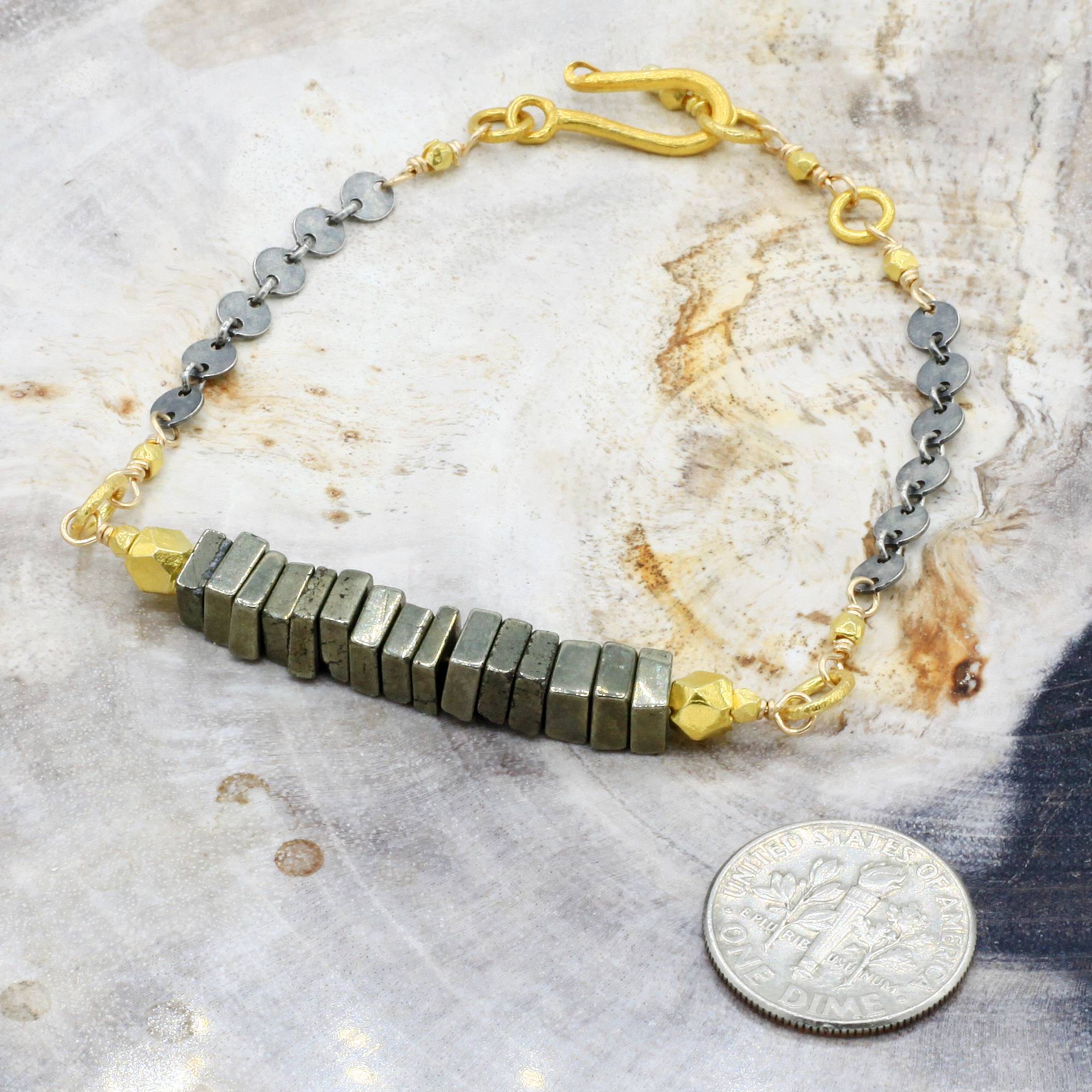 Robindira Unsworth Jewelry | Pyrite + Mixed Metal Bracelet | Firecracker