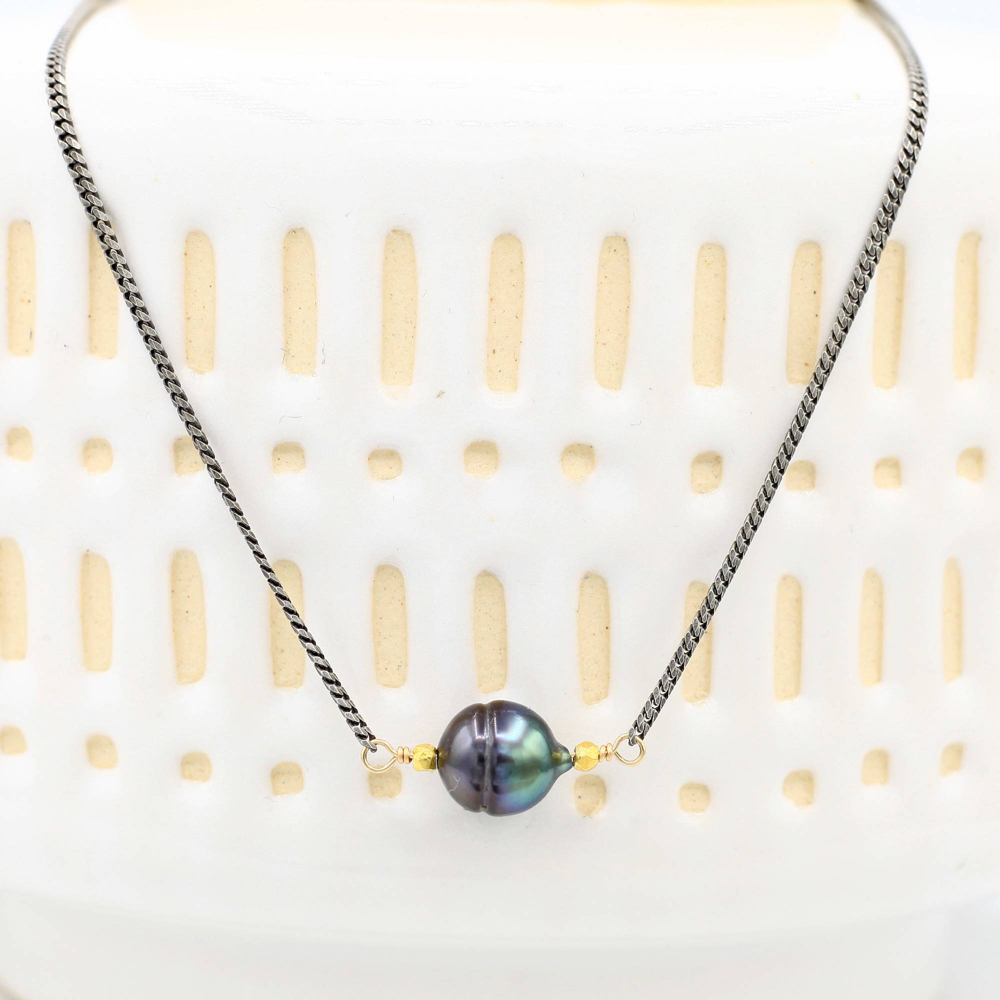 Robindira Unsworth Jewelry | Tahitian Pearl + Oxidized Sterling Silver Necklace | Firecracker