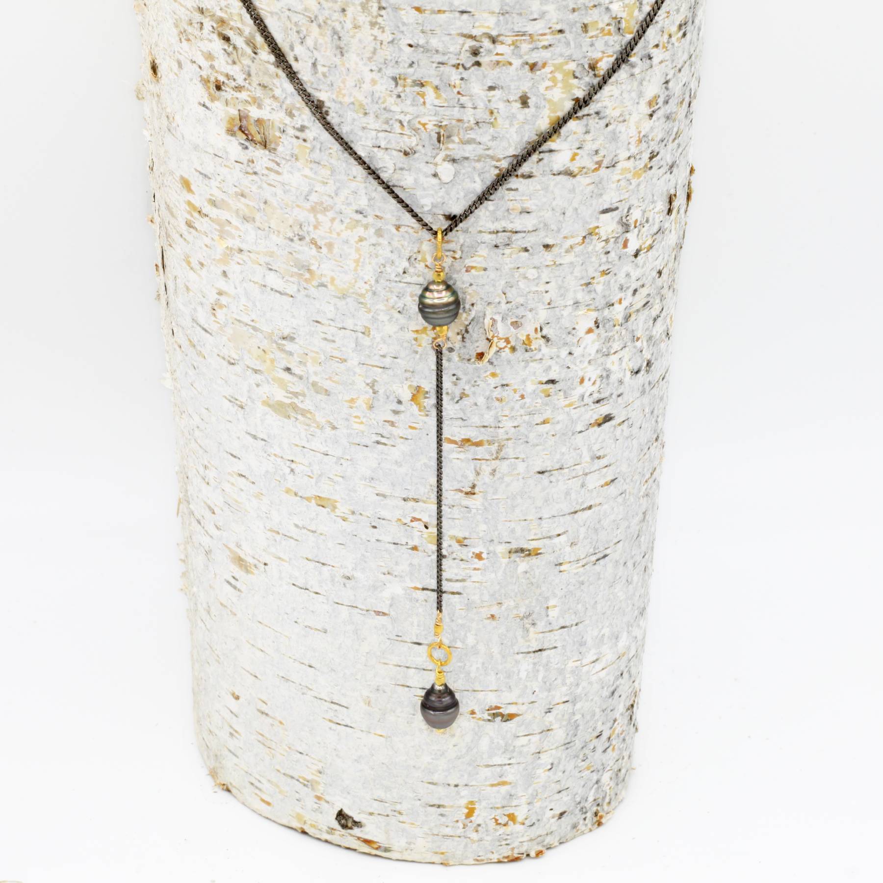 Robindira Unsworth Jewelry | Tahitian Pearl + Oxidized Sterling Silver Necklace | Firecracker