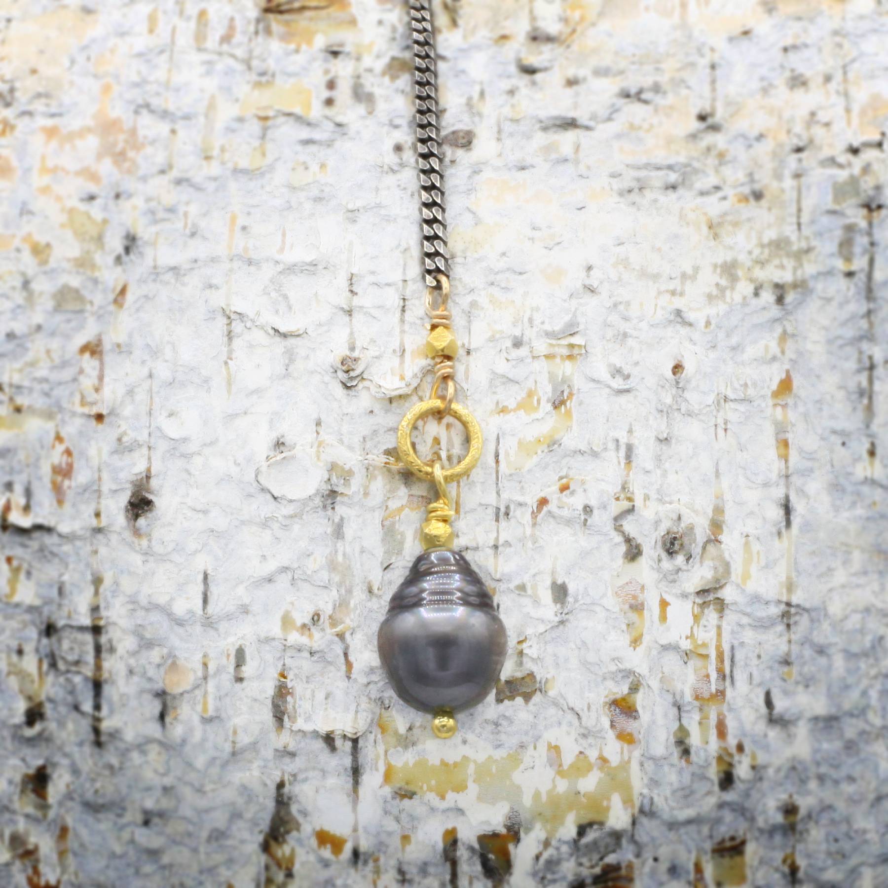 Robindira Unsworth Jewelry | Tahitian Pearl + Oxidized Sterling Silver Necklace | Firecracker