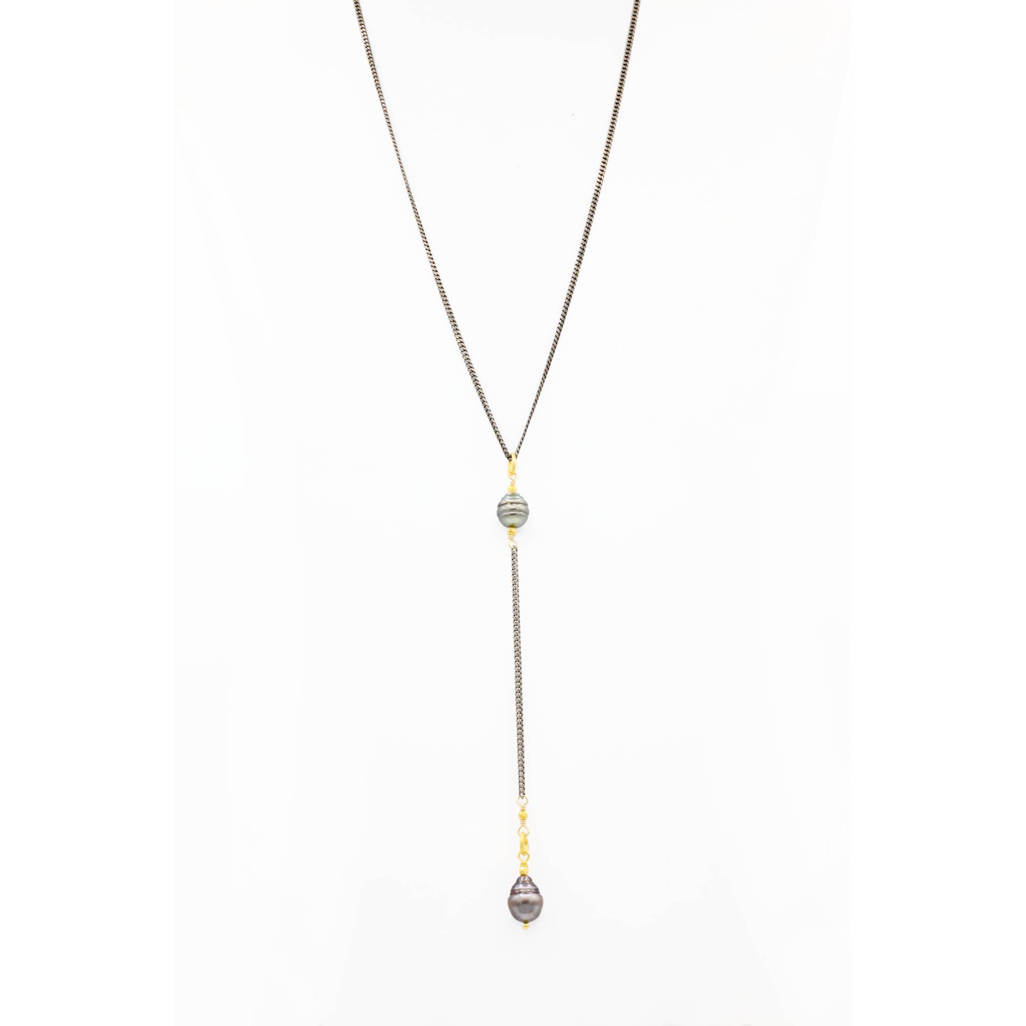 Robindira Unsworth Jewelry | Tahitian Pearl + Oxidized Sterling Silver Necklace | Firecracker