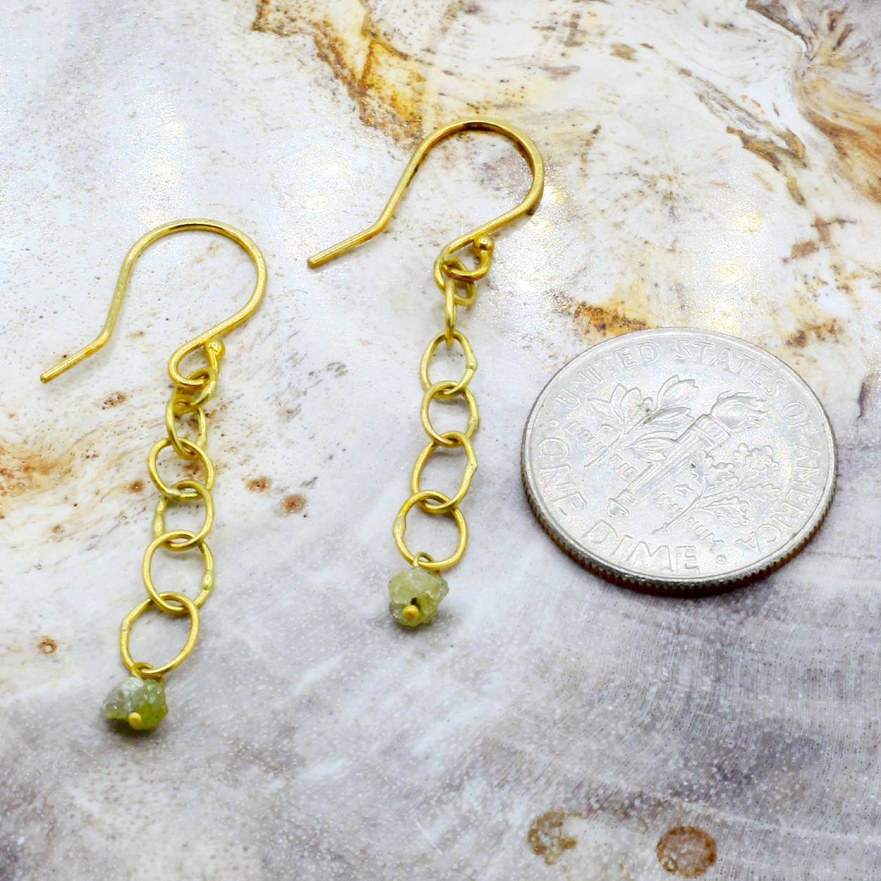 Sarah McGuire Studio | "Babble" 18k Gold + Rough Diamond Earrings | Firecracker