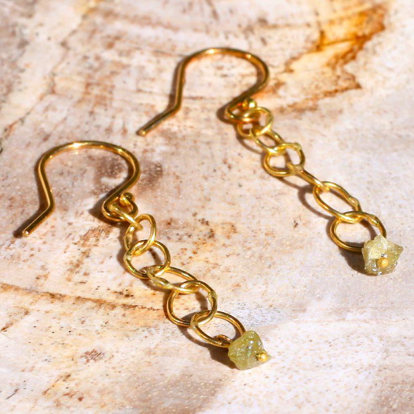 Sarah McGuire Studio | "Babble" 18k Gold + Rough Diamond Earrings | Firecracker