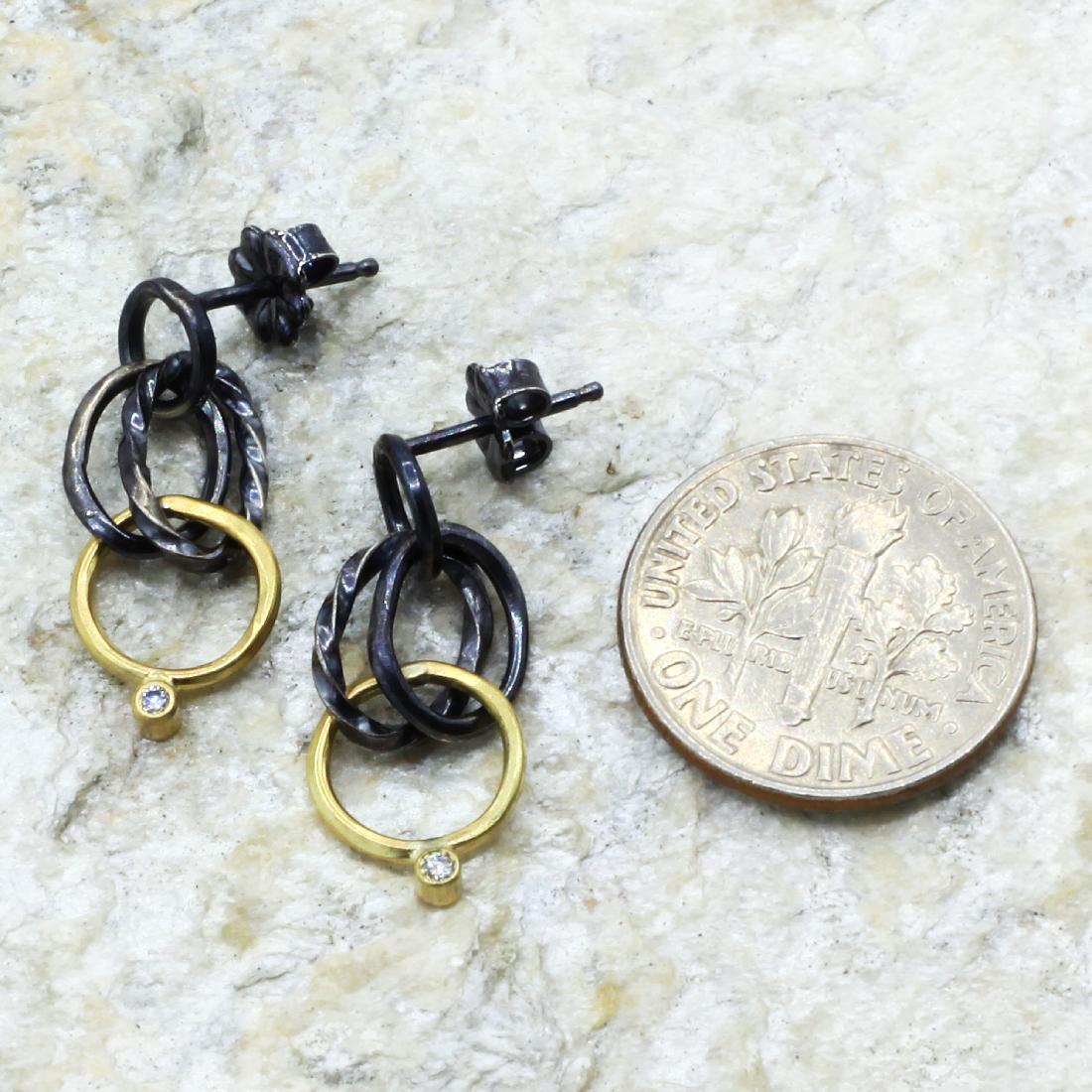 Sarah McGuire Studio | "Wrought Links" Diamond + 18k Gold Post Earrings | Firecracker