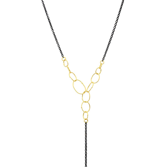 Sarah McGuire Studio | "Babble" Lariat with 18k Gold + Sterling Silver | Firecracker