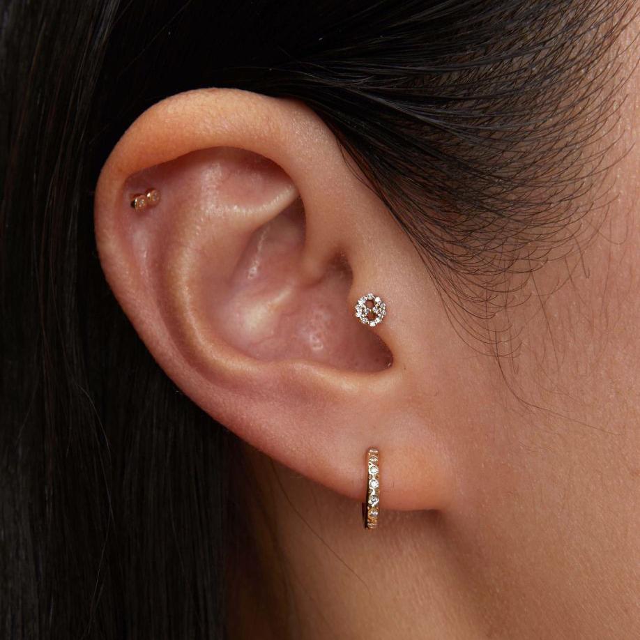 Scosha | Diamond + 10k Gold Huggie | Firecracker