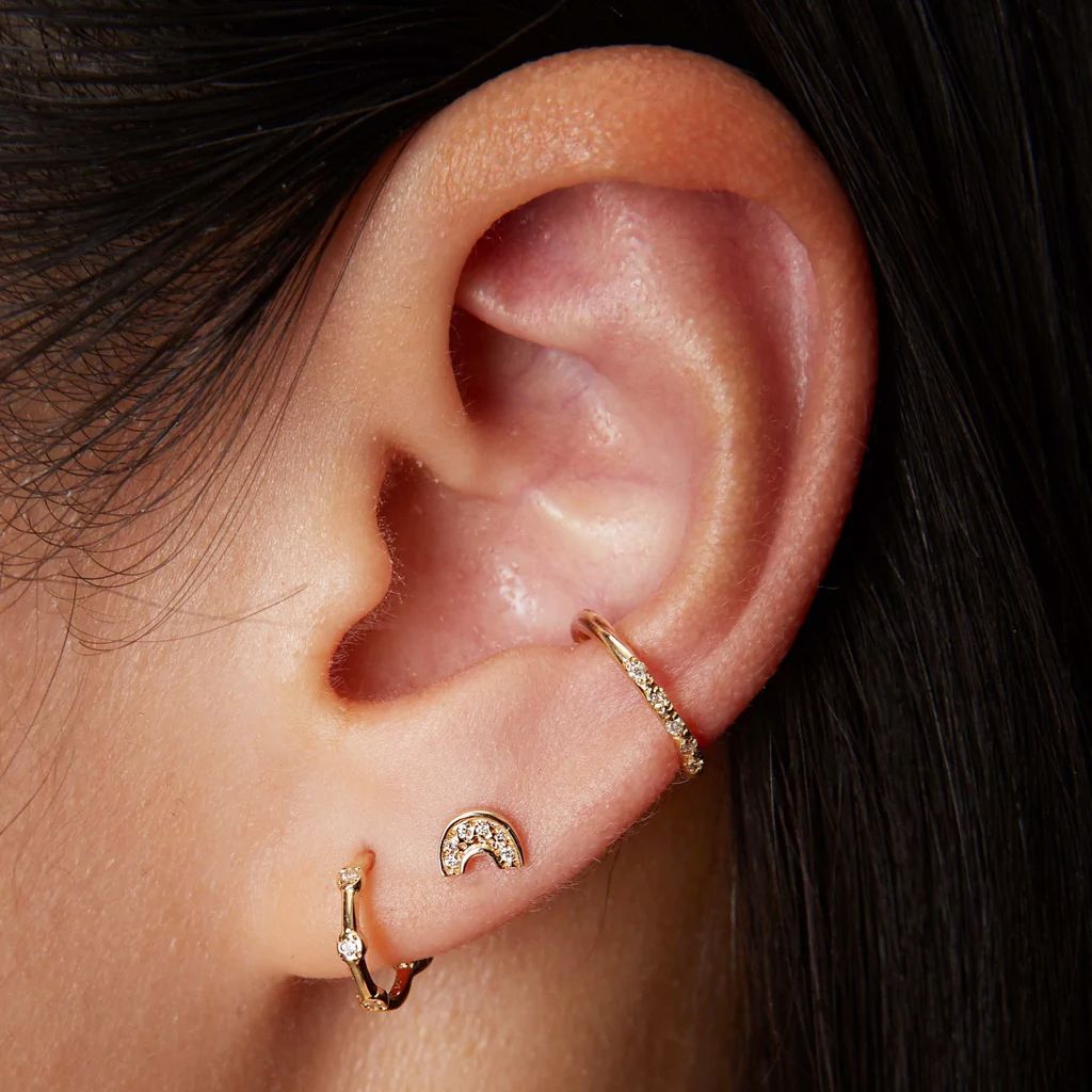 Scosha | Diamond + 10k Gold "Rainbow" Stud Earring | Firecracker