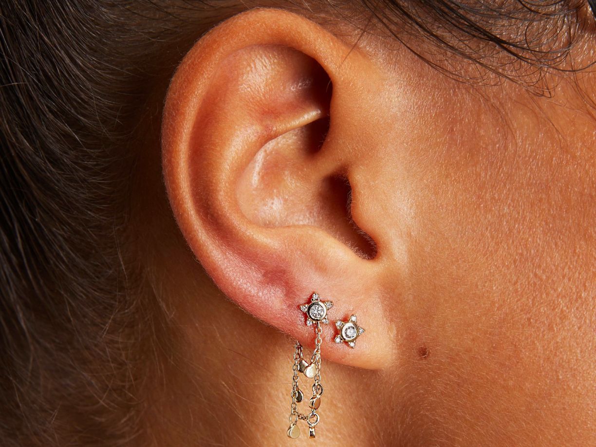 Scosha | Diamond Star + 10k Gold Stud Earring | Firecracker