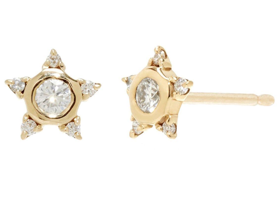 Scosha | Diamond Star + 10k Gold Stud Earring | Firecracker