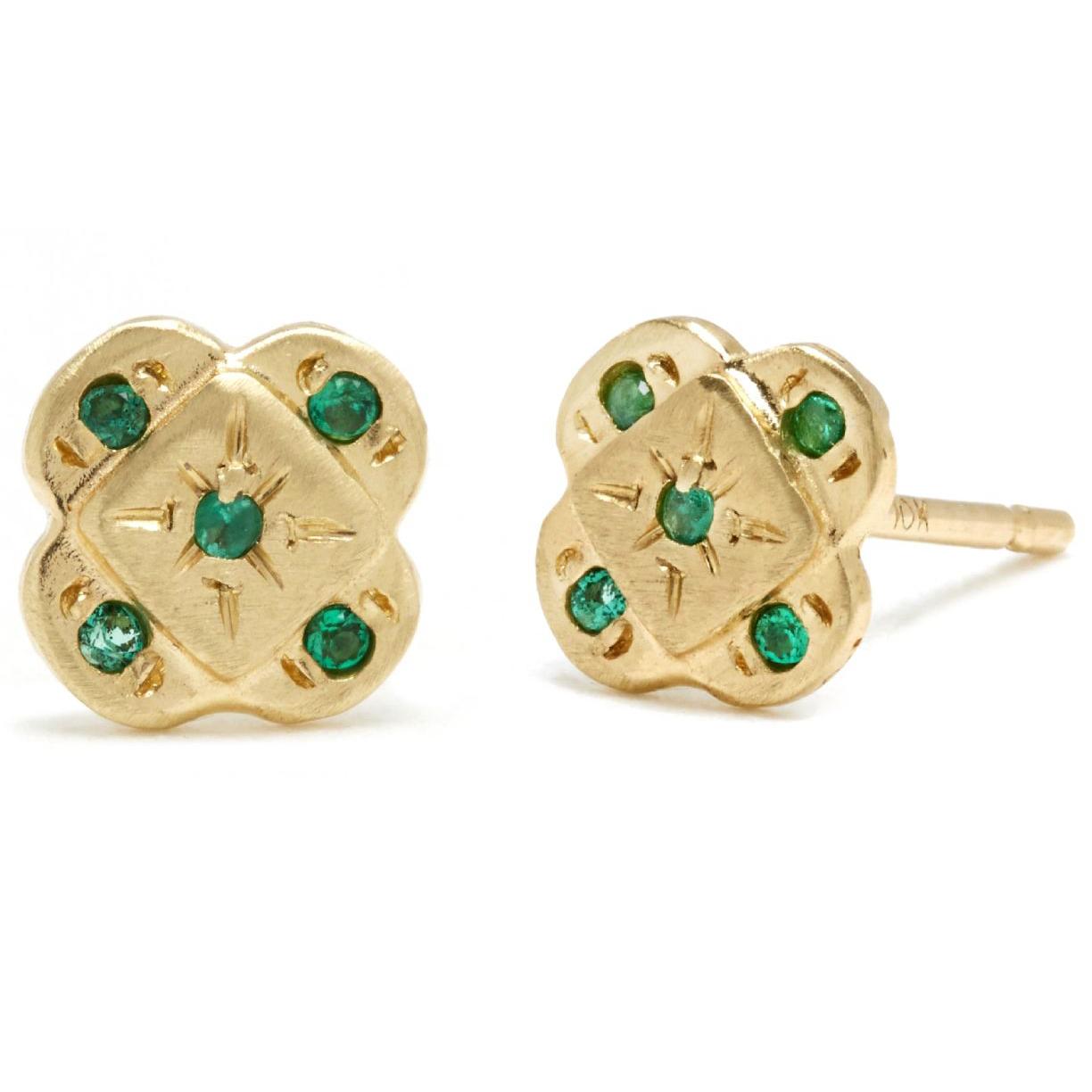 Scosha | Emerald Endless Knot + 10k Gold Stud Earring | Firecracker