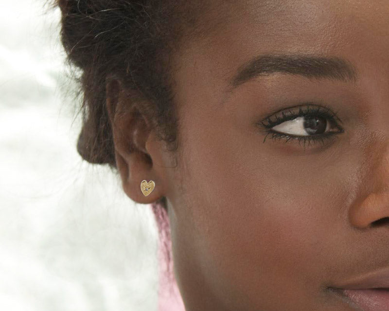 Scosha | Diamond Heart + 10k Gold Stud Earring | Firecracker