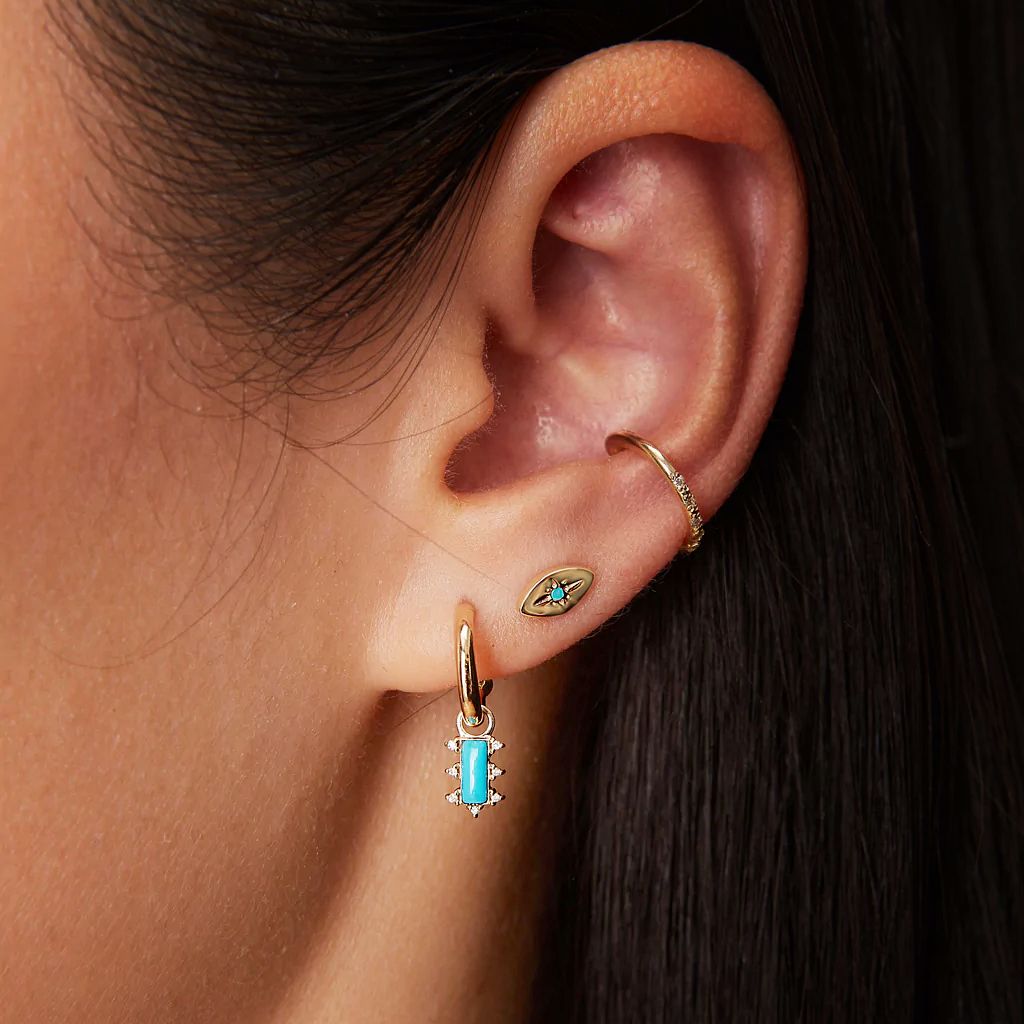 Scosha | Turquoise + Diamond 10k Gold "Mosaic" Earring Charm | Firecracker