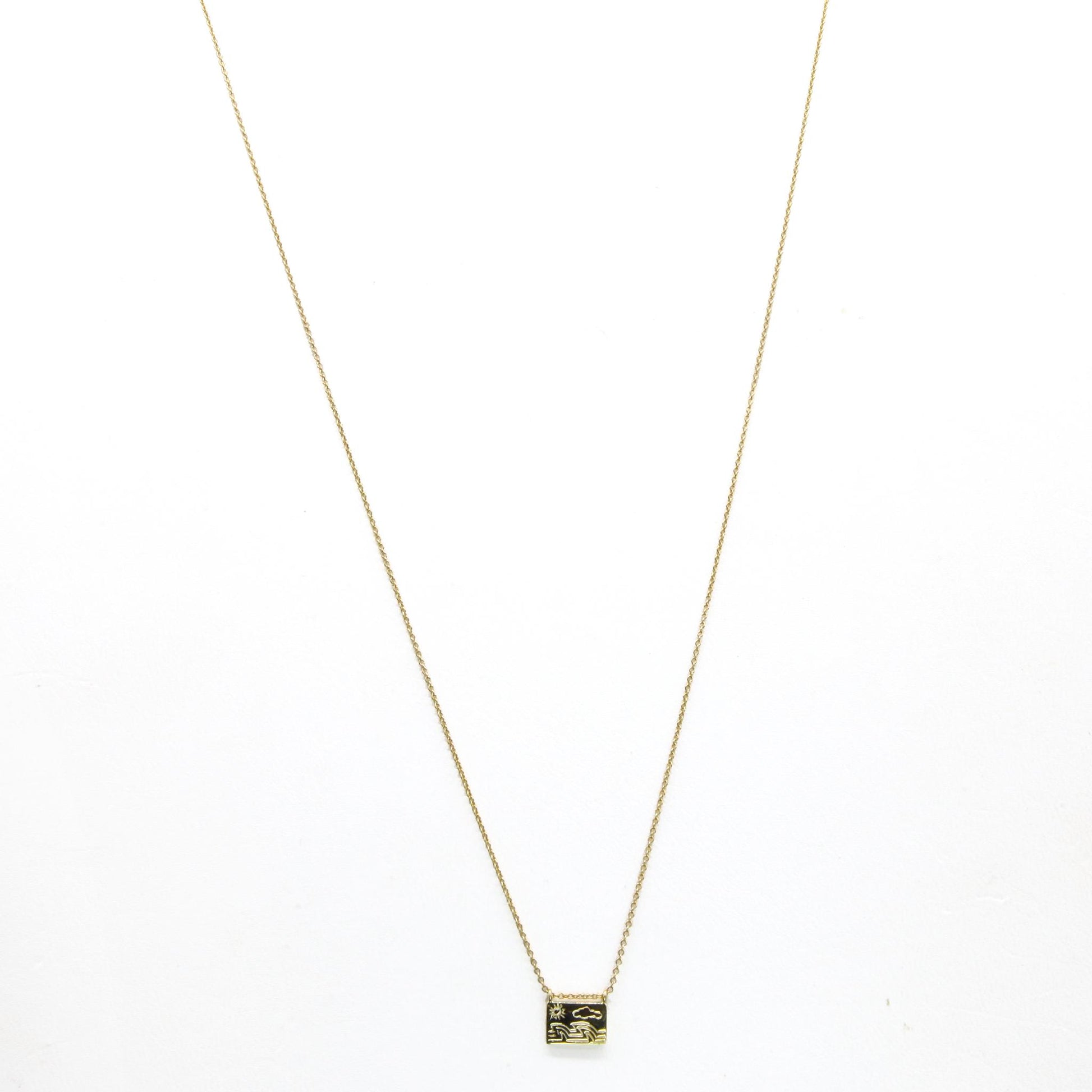 Aili Jewelry | Ocean + 14K Gold Postcard Charm Necklace | Firecracker