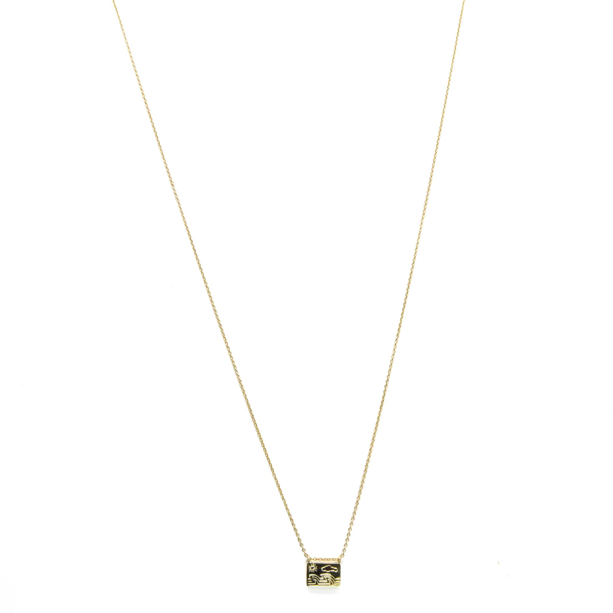 Aili Jewelry | Ocean + 14K Gold Postcard Charm Necklace | Firecracker