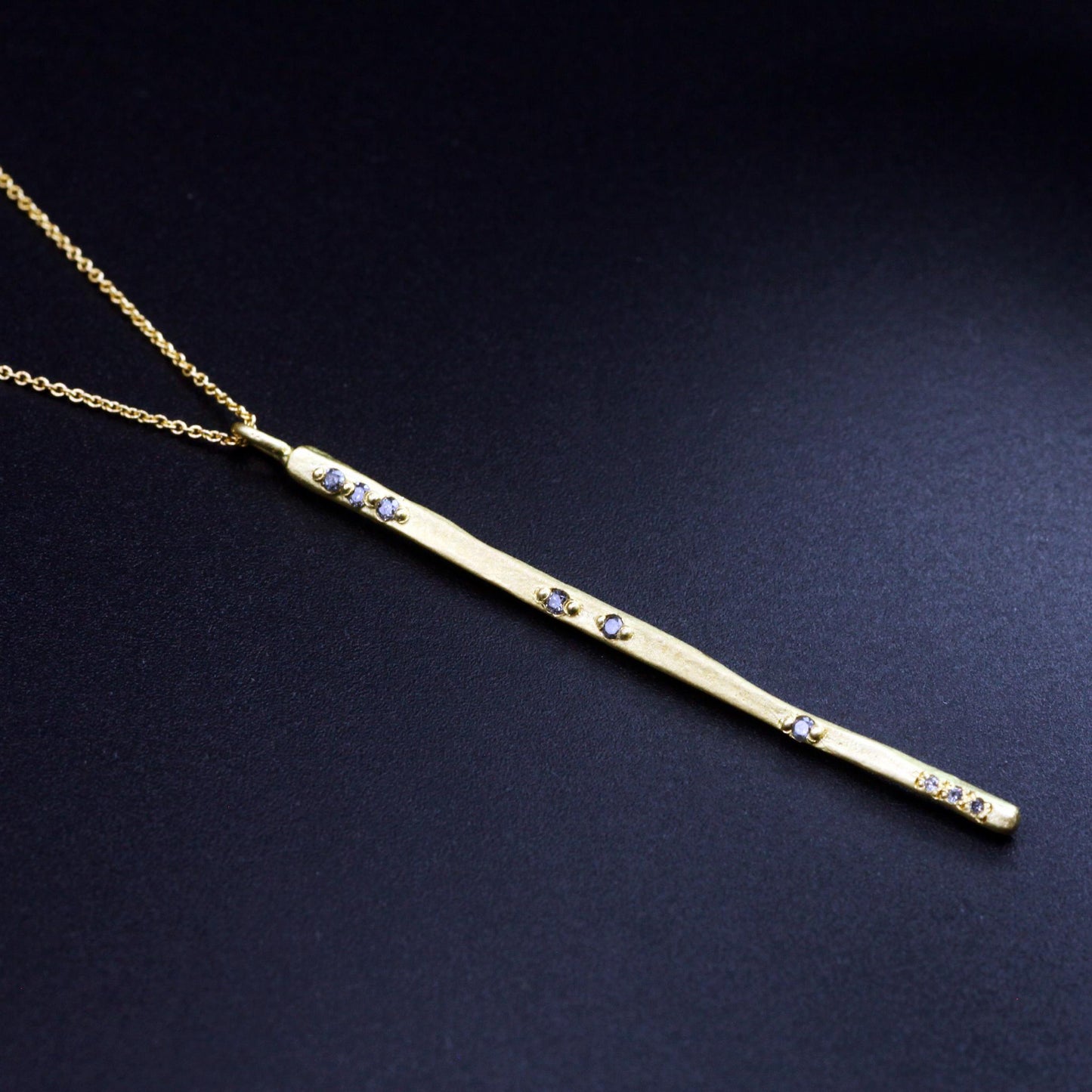 Aili Jewelry | "Sophie" Grey Diamond + 14K Gold Pendent Necklace | Firecracker