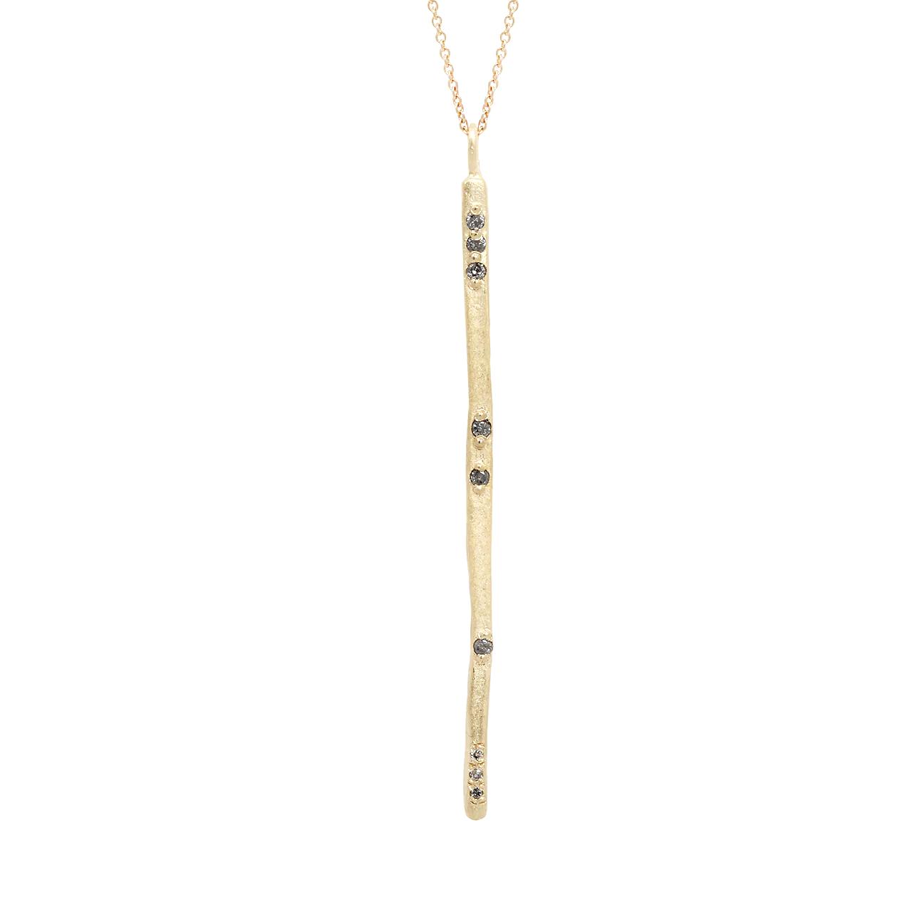 Aili Jewelry | "Sophie" Grey Diamond + 14K Gold Pendent Necklace | Firecracker