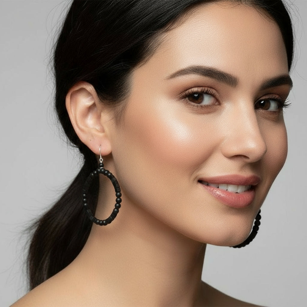  Ann Lightfoot | Hematite Hoop Earrings | Slate Grey | Firecracker