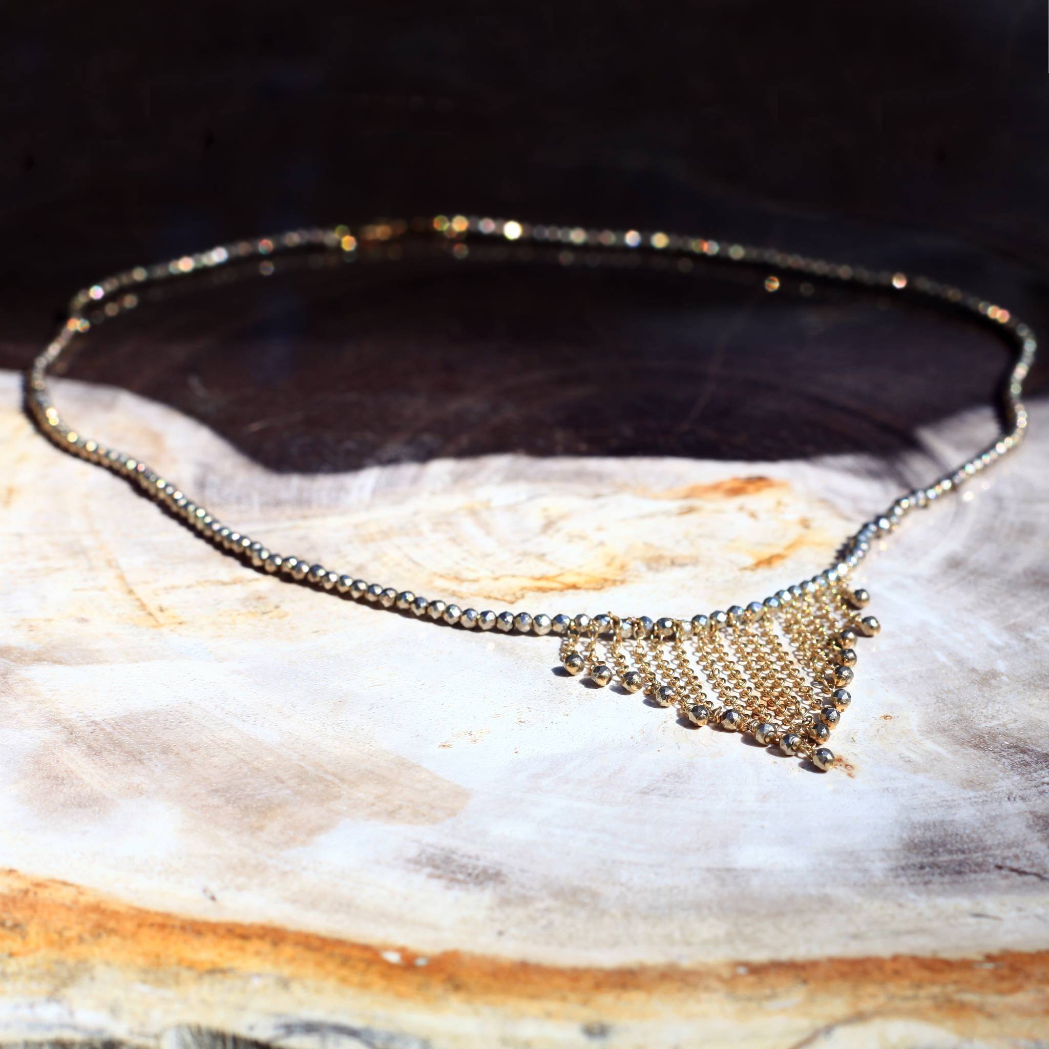 Dana Kellin Jewelry | Silver + Pyrite 14k Gold Fill Chain Choker | Firecracker
