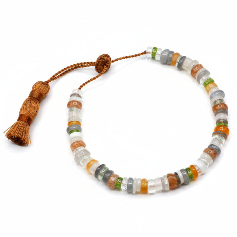 Lena Skadegard Jewelry | Mixed Rainbow Gemstone Tassel Bracelet | Firecracker