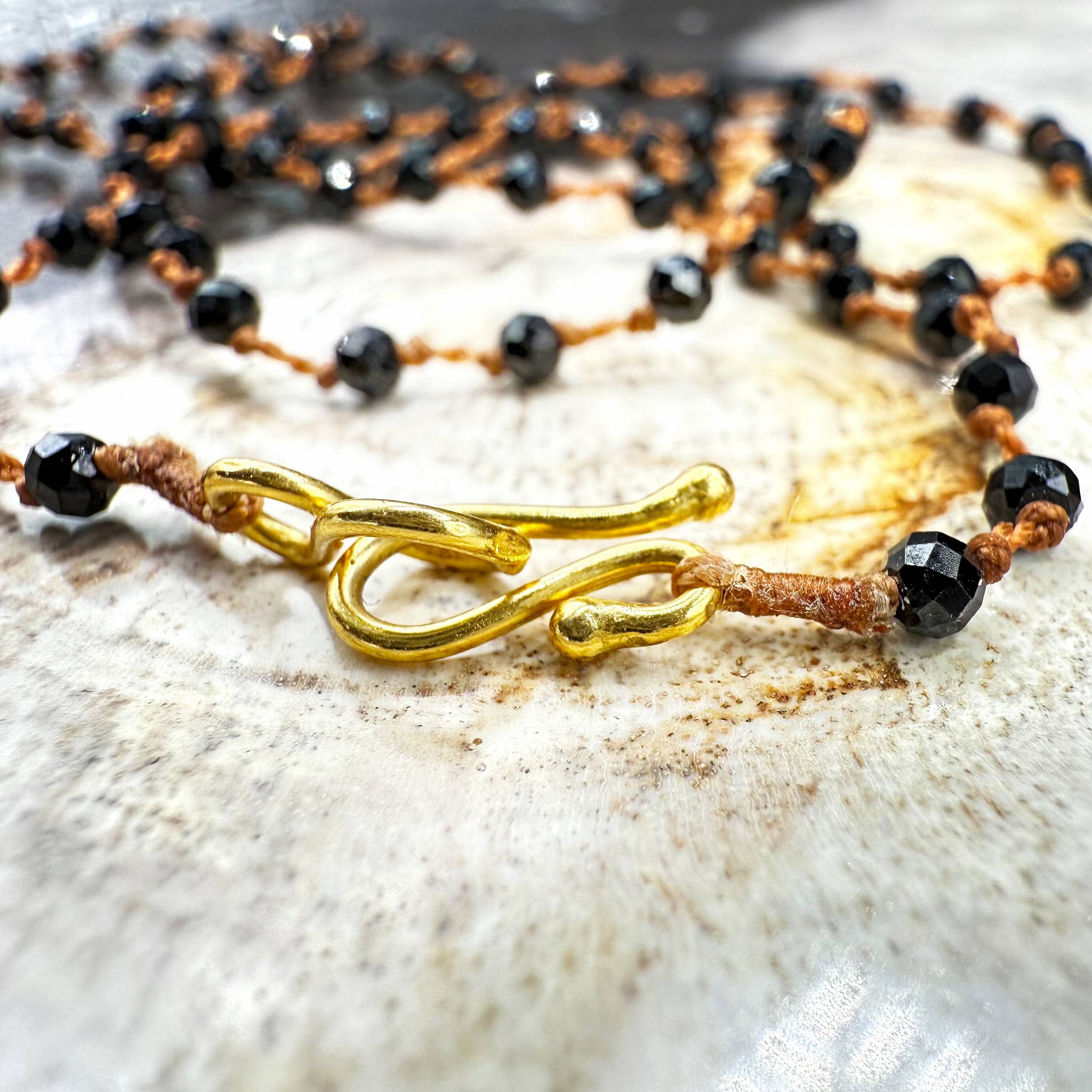 Lena Skadegard Jewelry | Black Spinel + 9k Gold Gemstone Necklace | Firecracker